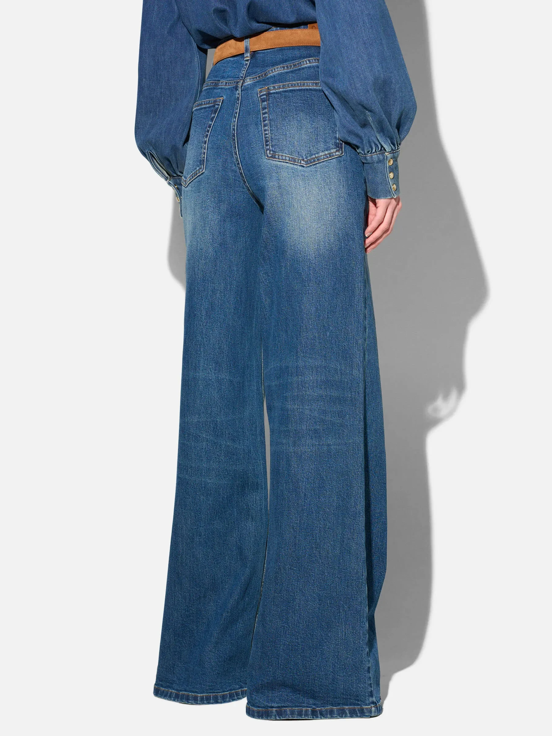Jeans Dames Wide Leg High Rise Stretch Mason Blauw 469