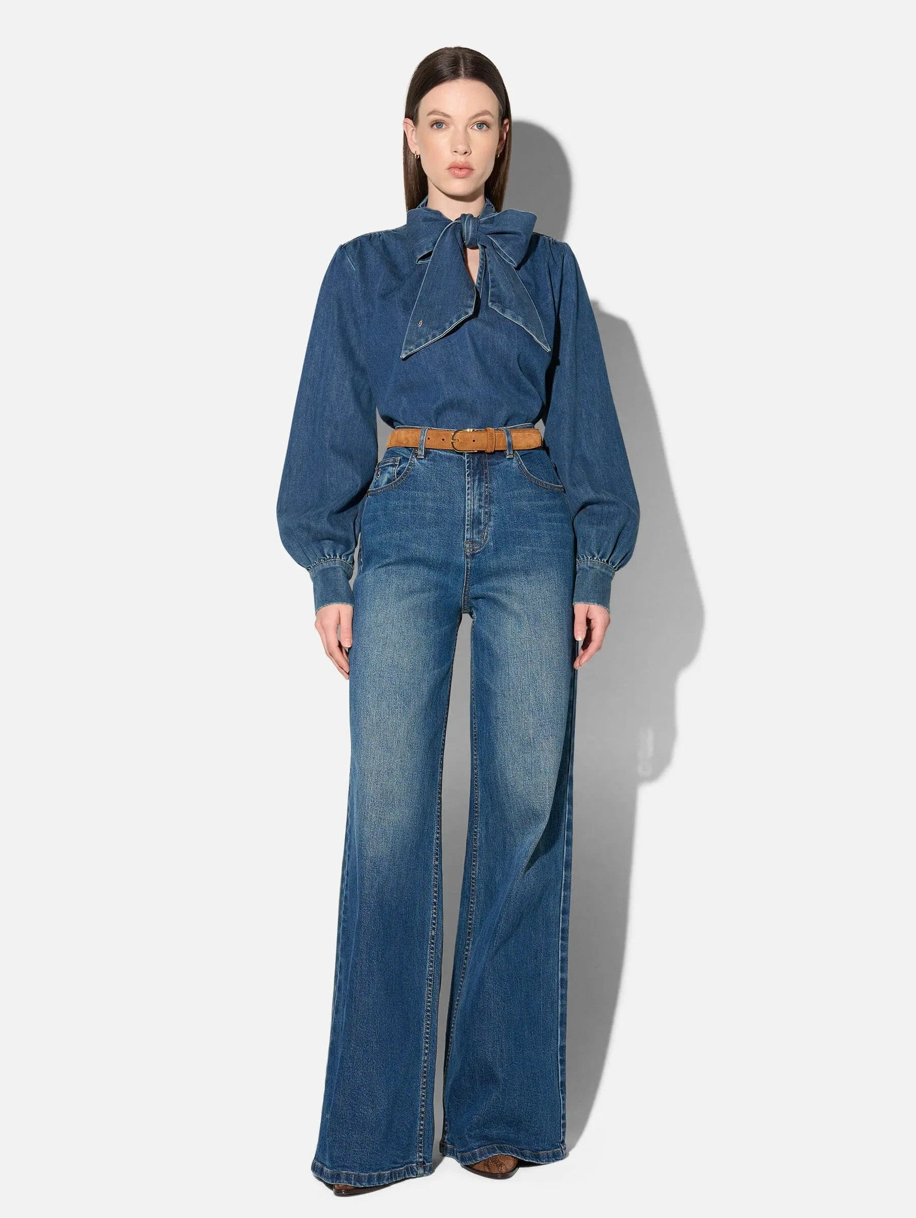 Jeans Dames Wide Leg High Rise Stretch Mason Blauw 469