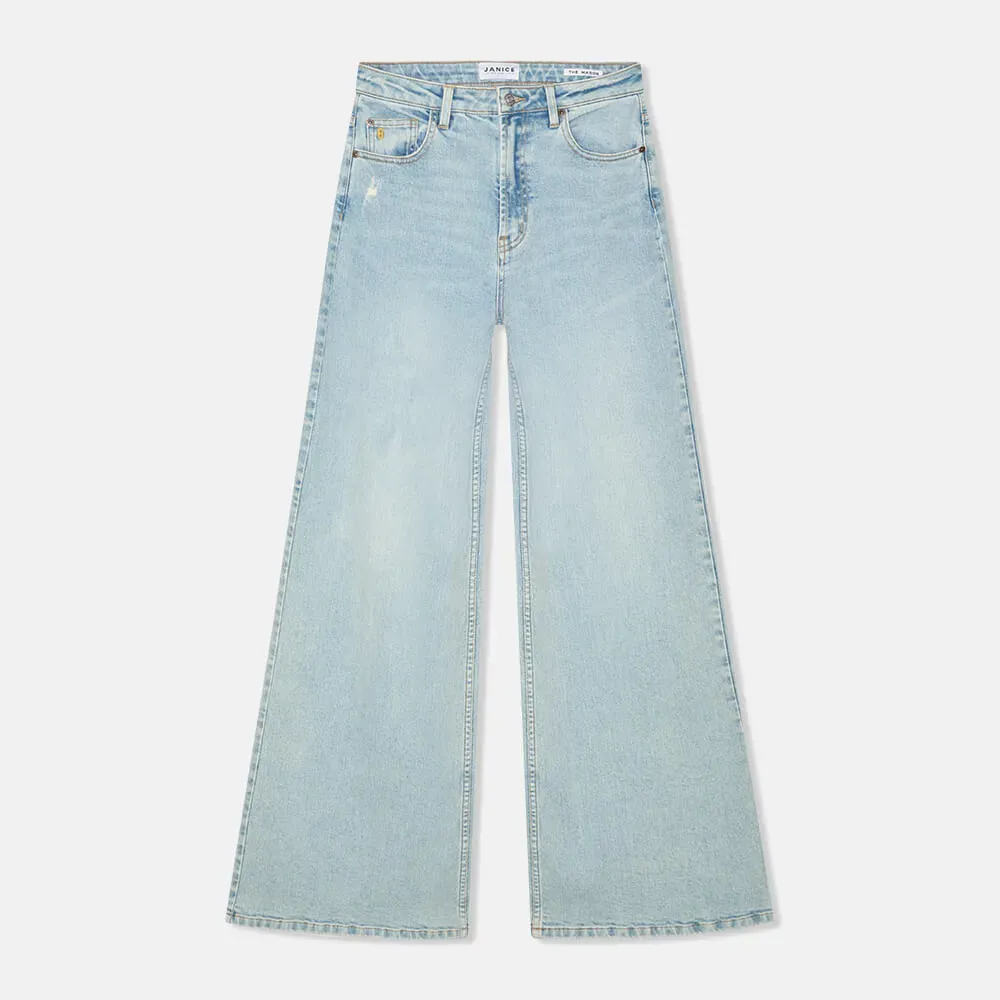 Jeans Dames Wide Leg High Rise Stretch Mason Blauw 565