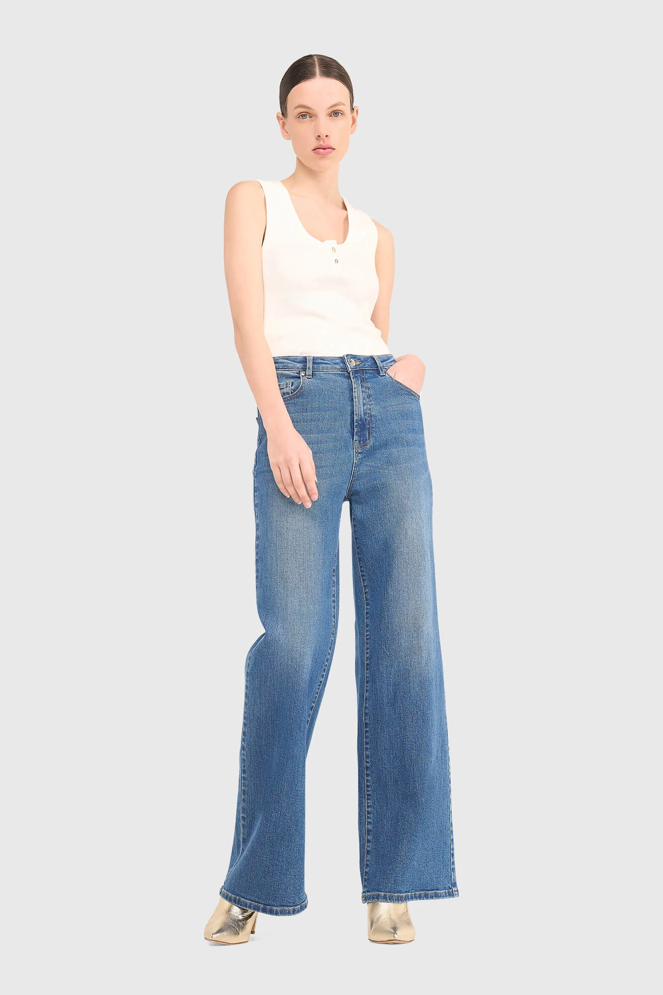 Jeans Dames Wijde Pijp Jason Blauw 111