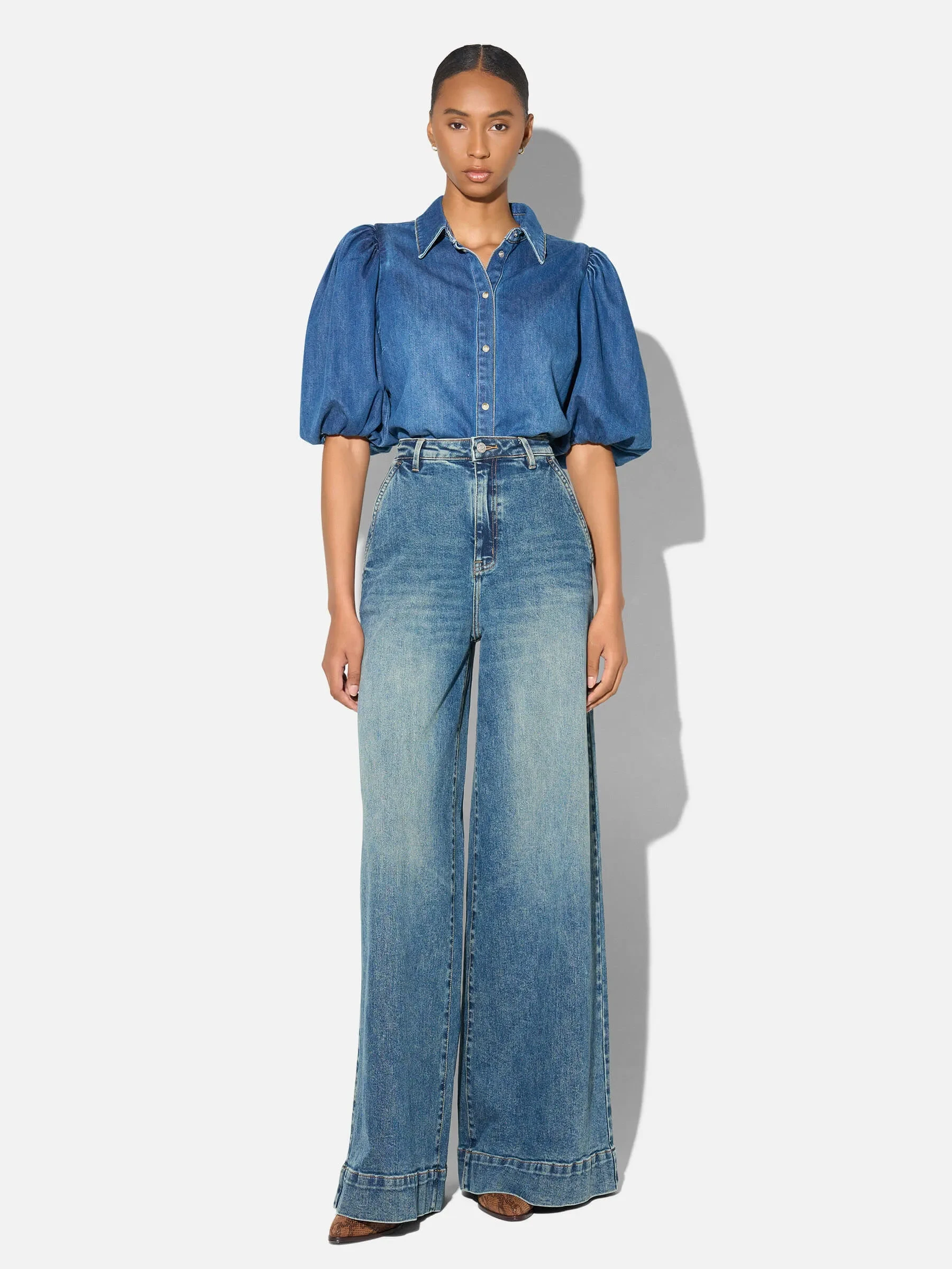 jeans dames wijde pijp high rise stretch dexter blauw 258