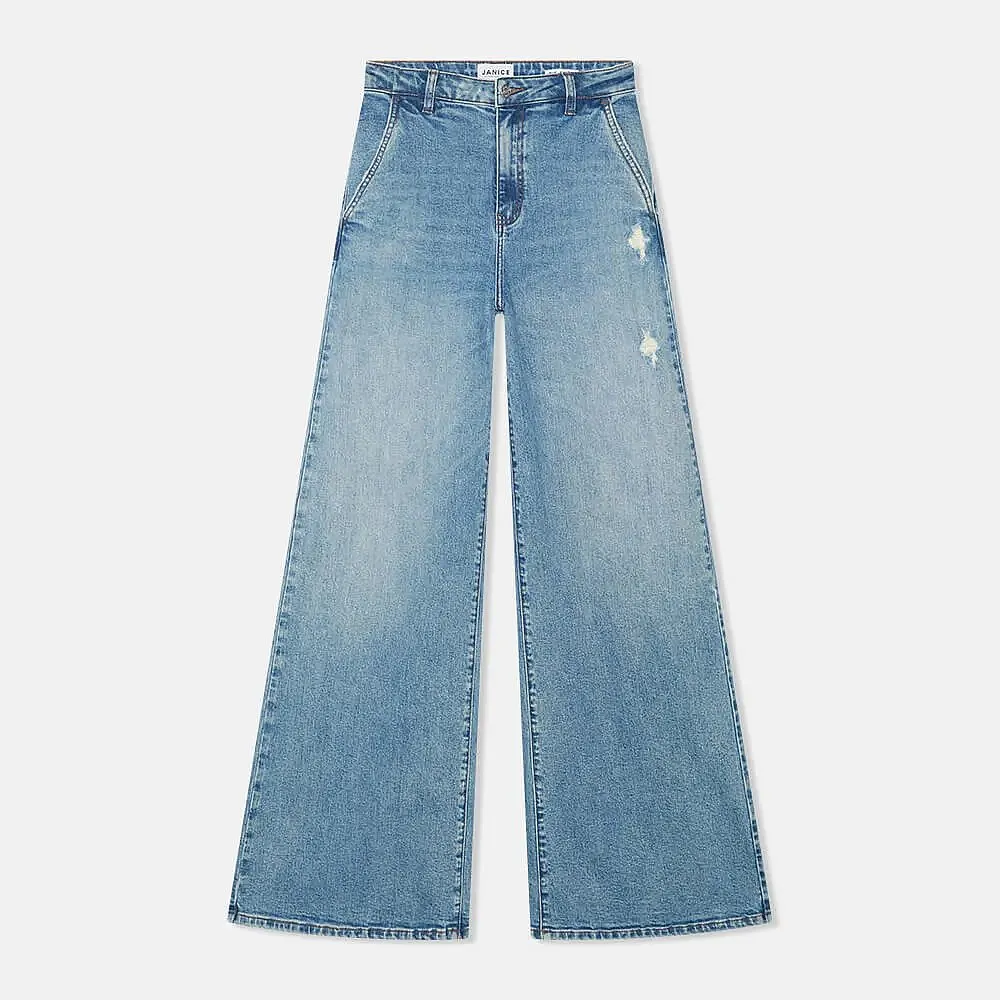 Jeans Dames Wijde Pijp High Rise Stretch Dexter Blauw 379