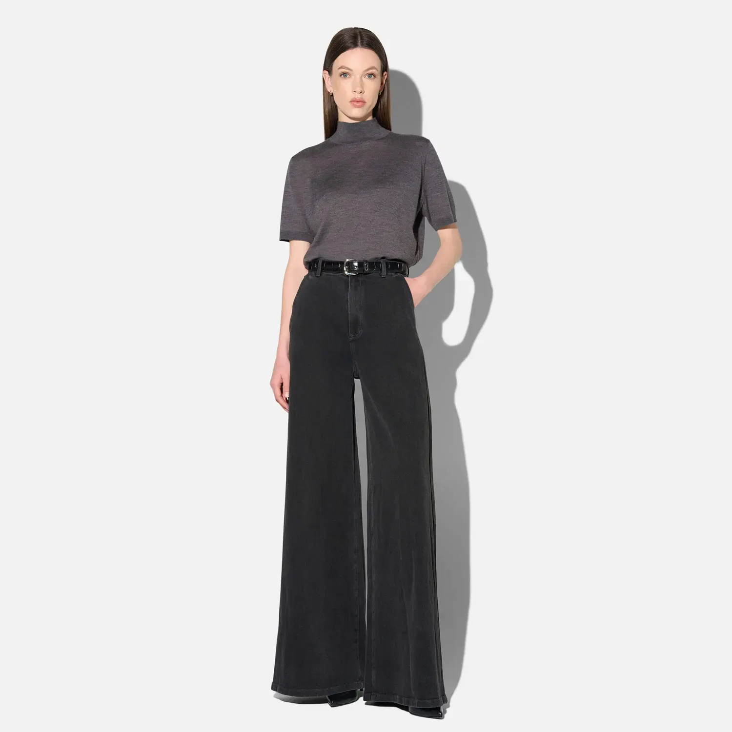 Jeans Dames Wijde Pijp High Rise Stretch Dexter Zwart 813