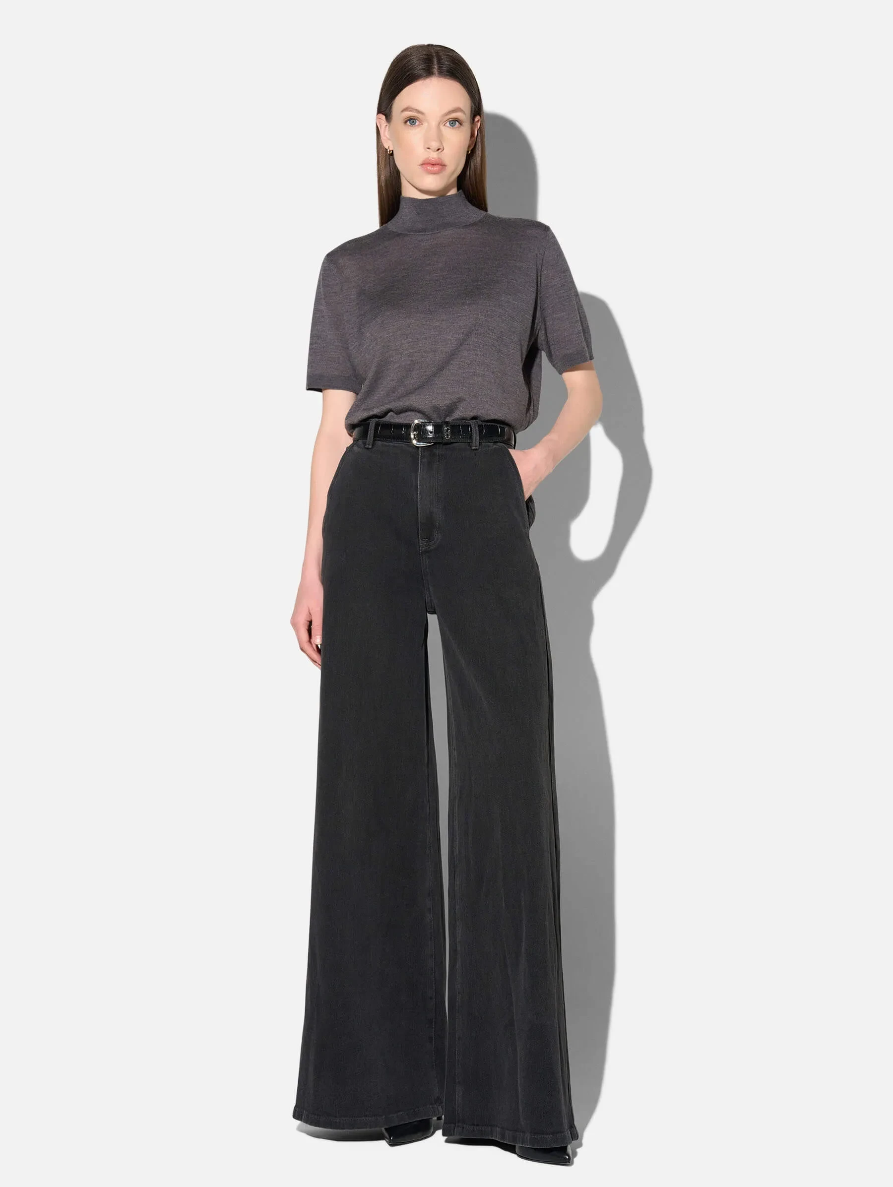Jeans Dames Wijde Pijp High Rise Stretch Dexter Zwart 813