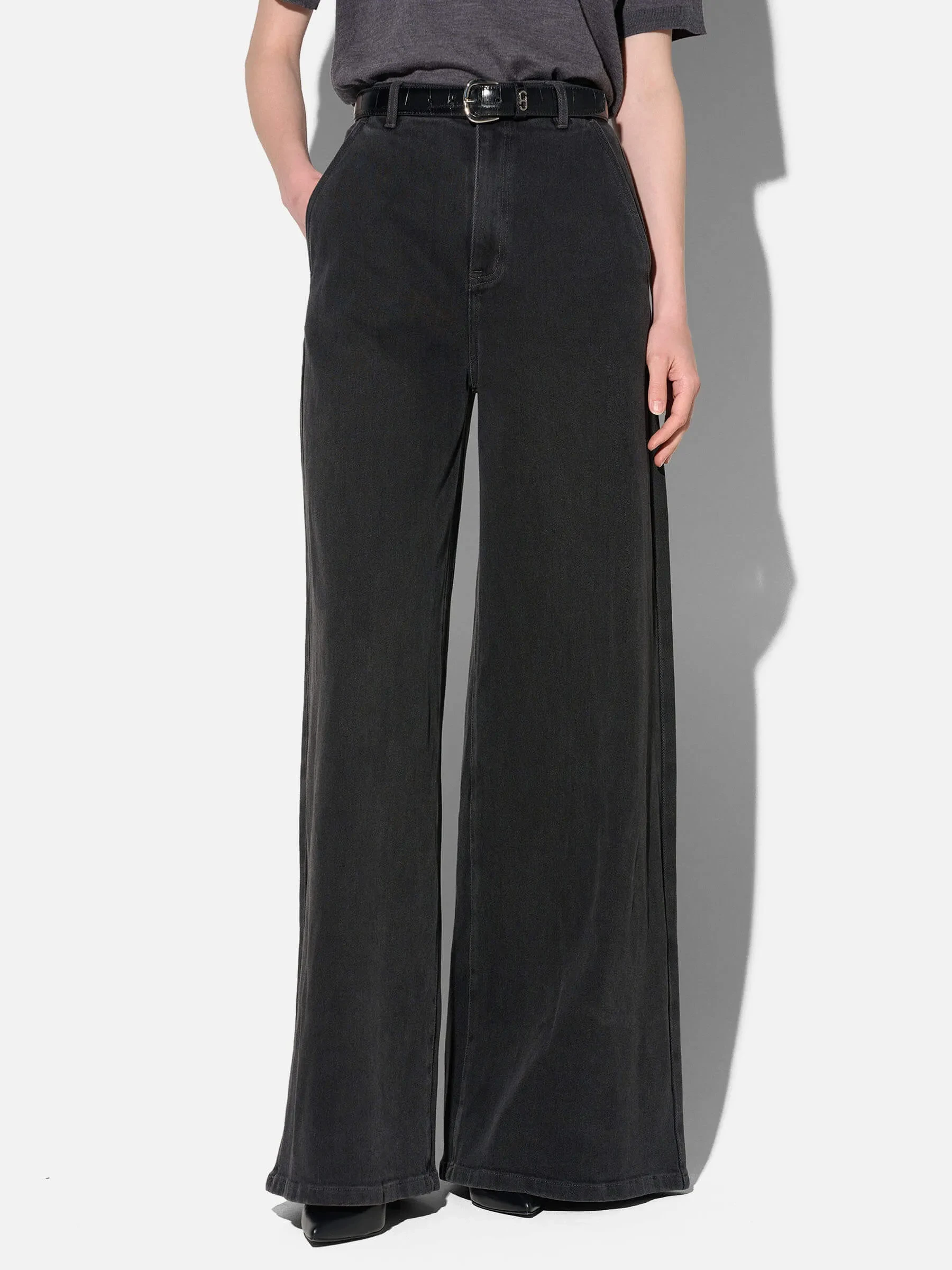 Jeans Dames Wijde Pijp High Rise Stretch Dexter Zwart 813