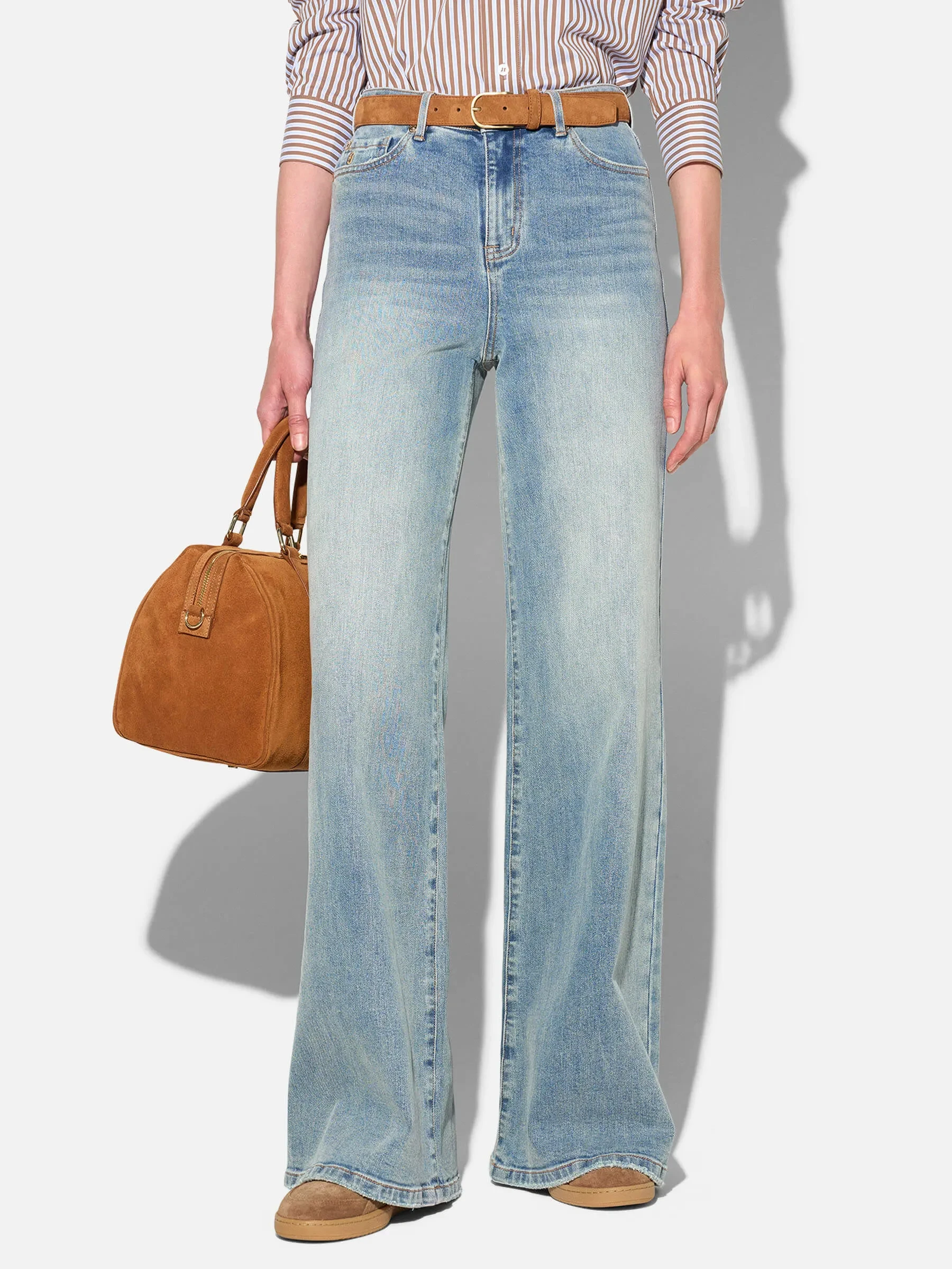 Jeans Dames Wijde Pijp Mid Rise Stretch Cash Blauw 114
