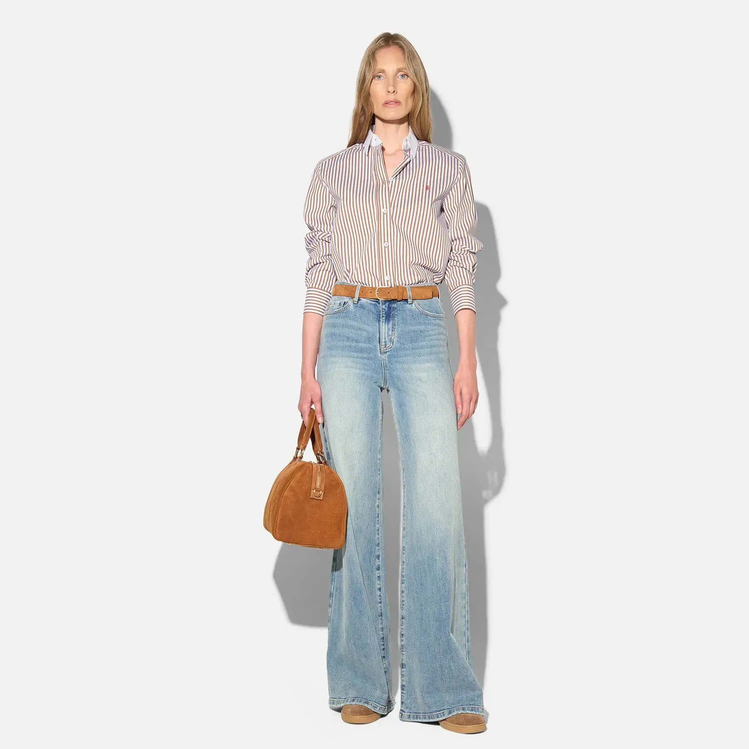 Jeans Dames Wijde Pijp Mid Rise Stretch Cash Blauw 114