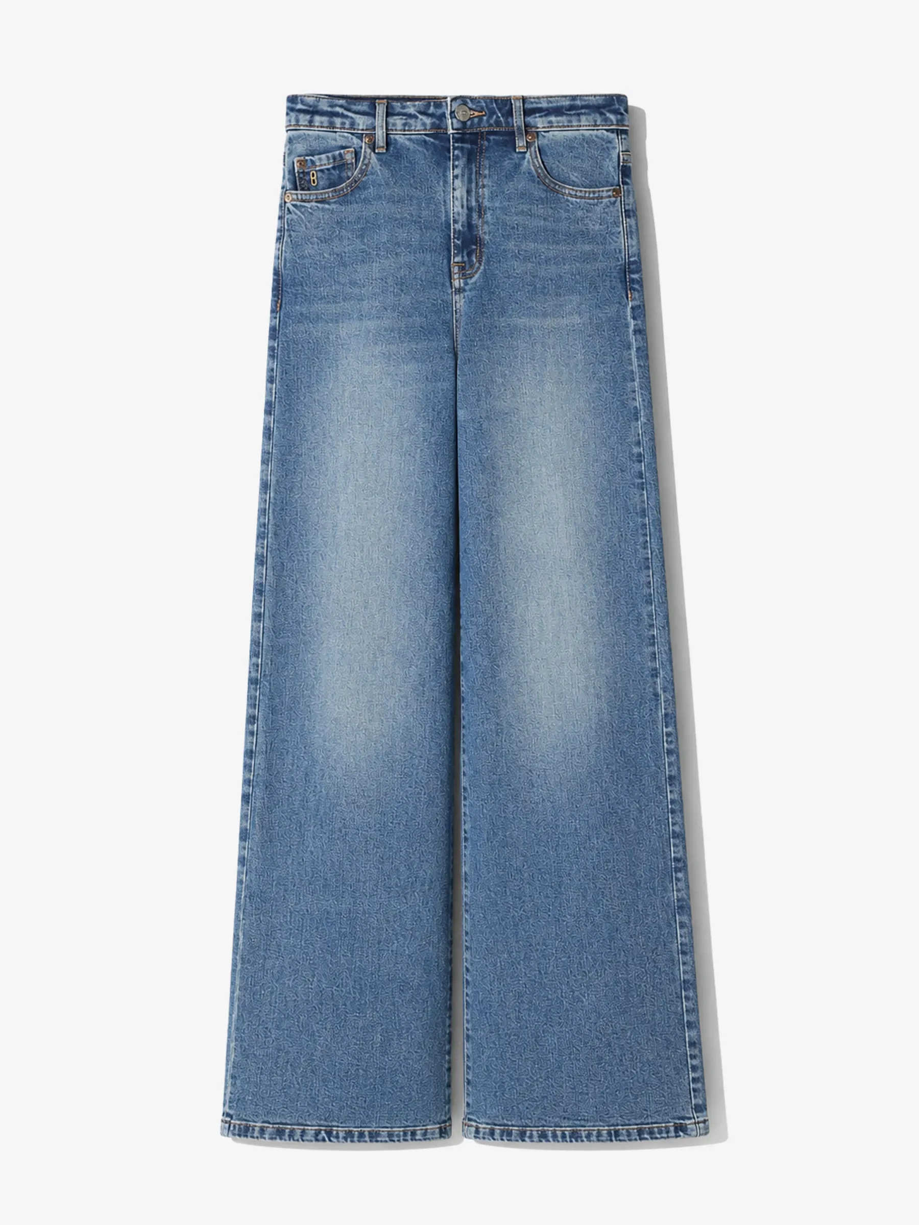 Jeans Dames Wijde Pijp Mid Rise Stretch Cash Blauw 357