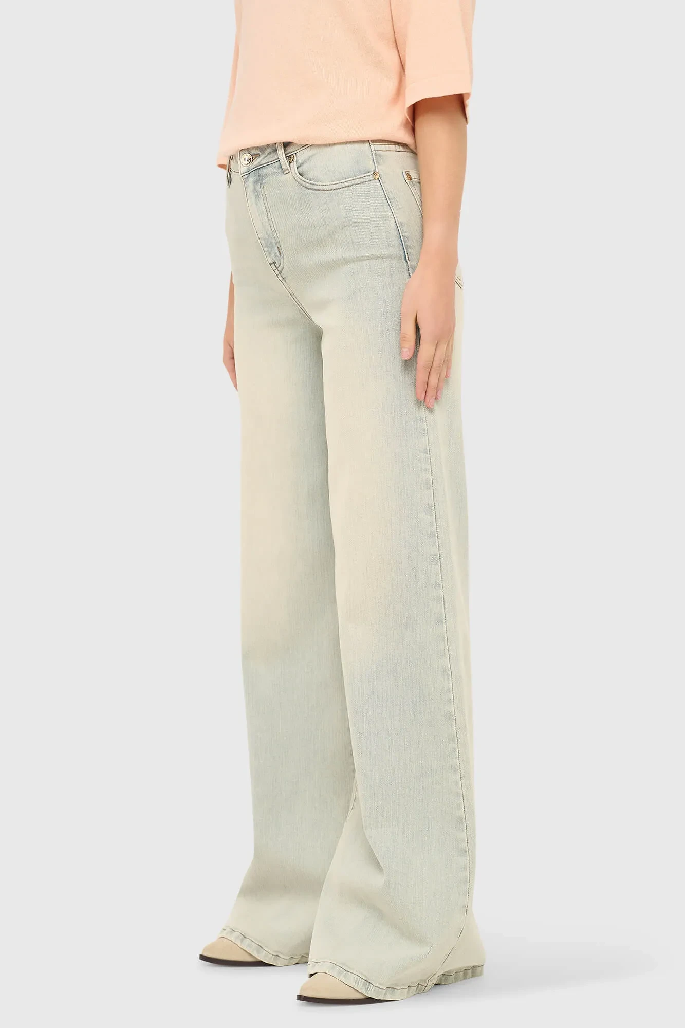 Jeans Dames Wijde Pijp Stretch Mid Rise Stretch Cash Blauw 004