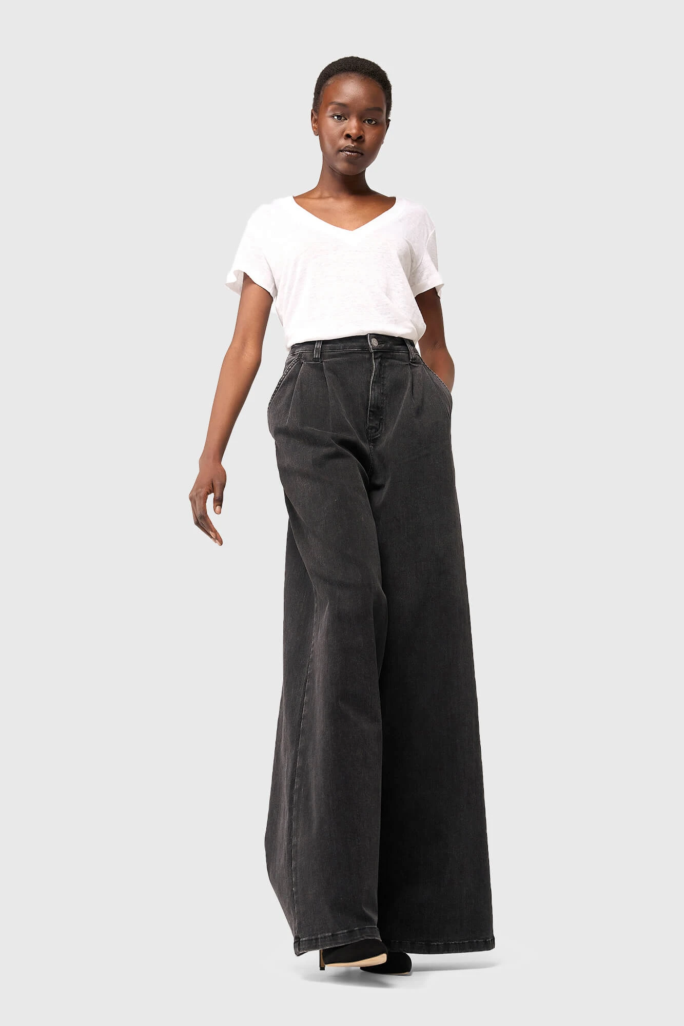 Jeans Wijde Pijp Dames Dollar Zwart 410