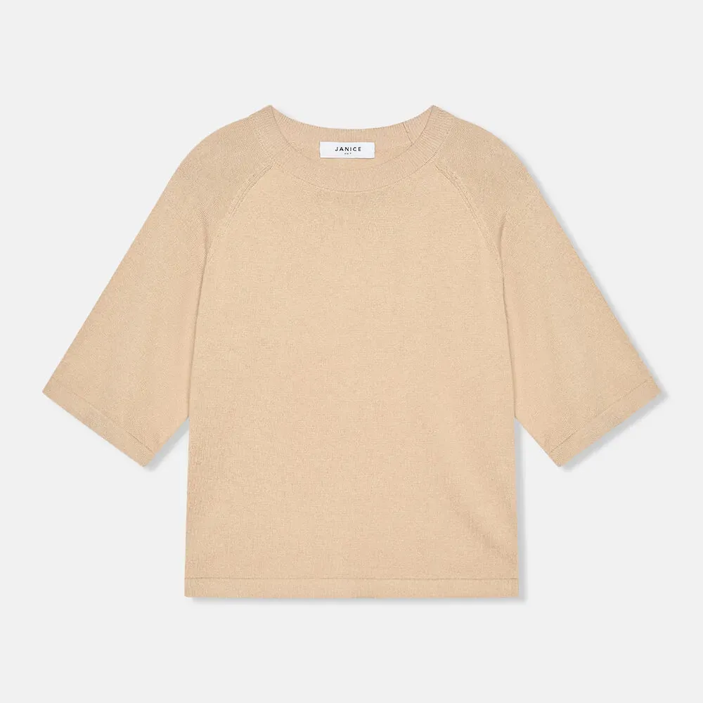 Katoen Cashmere Gebreid Truitje Moss Beige
