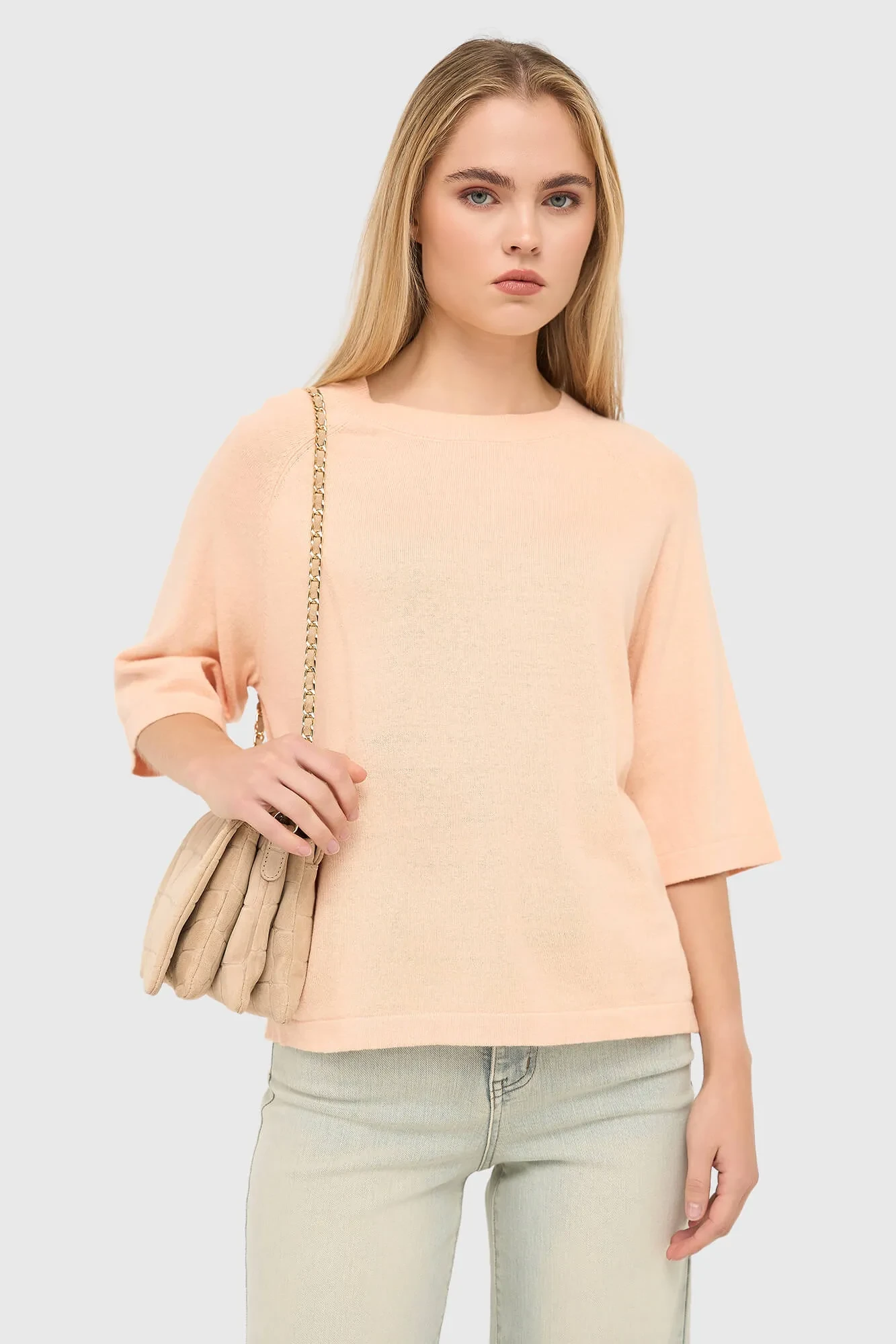 Katoen Cashmere Gebreid Truitje Moss Peach
