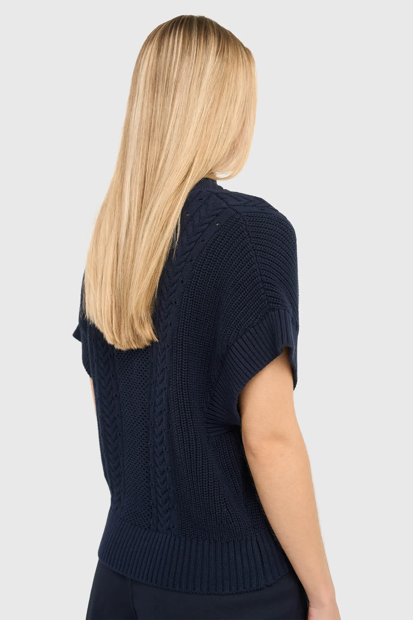 Katoenen Spencer Vest Kabel Dames Viggo Blauw