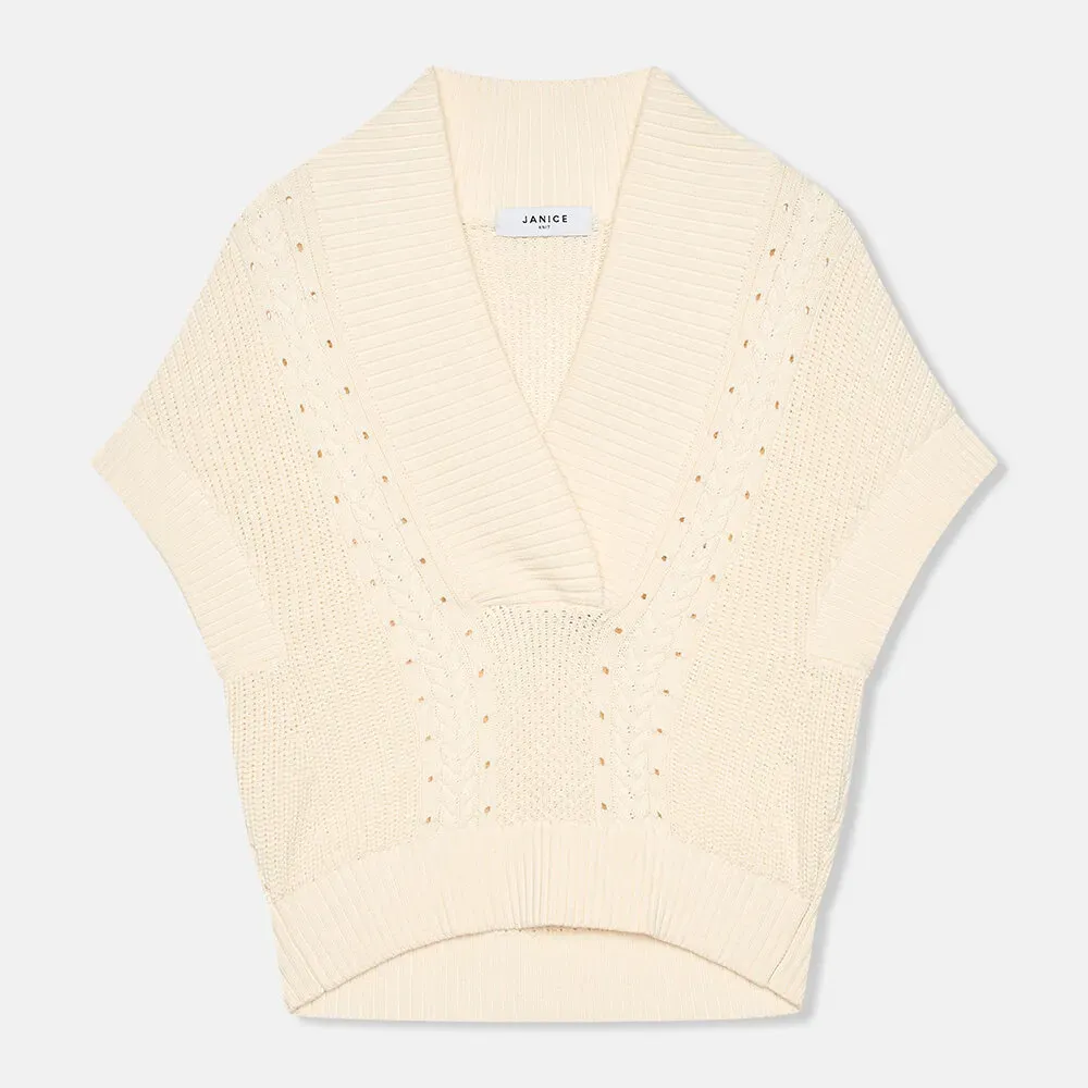 Katoenen Spencer Vest Kabel Dames Viggo Off White