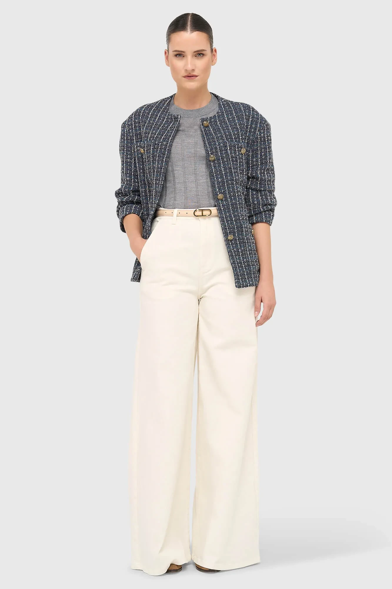 Kimono Jas Dames Tweed Blauw Harley