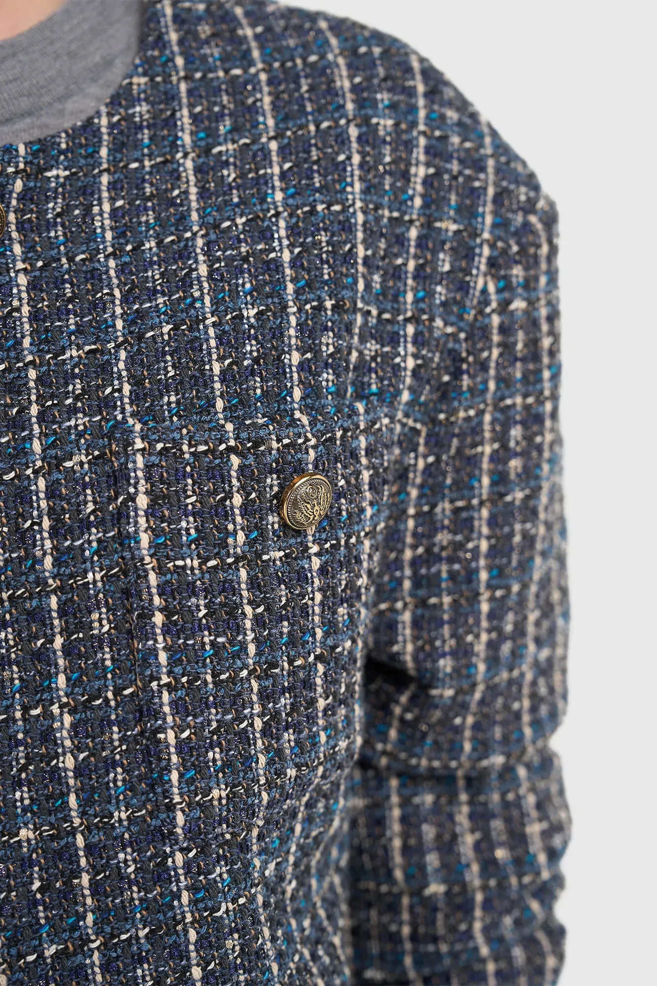 Kimono Jas Dames Tweed Blauw Harley