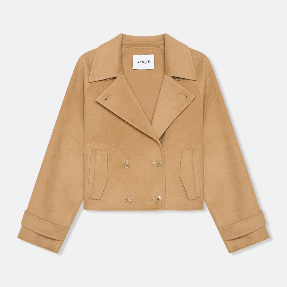 Korte Cashmere Jas Trenchcoat Double Face Floyd Camel
