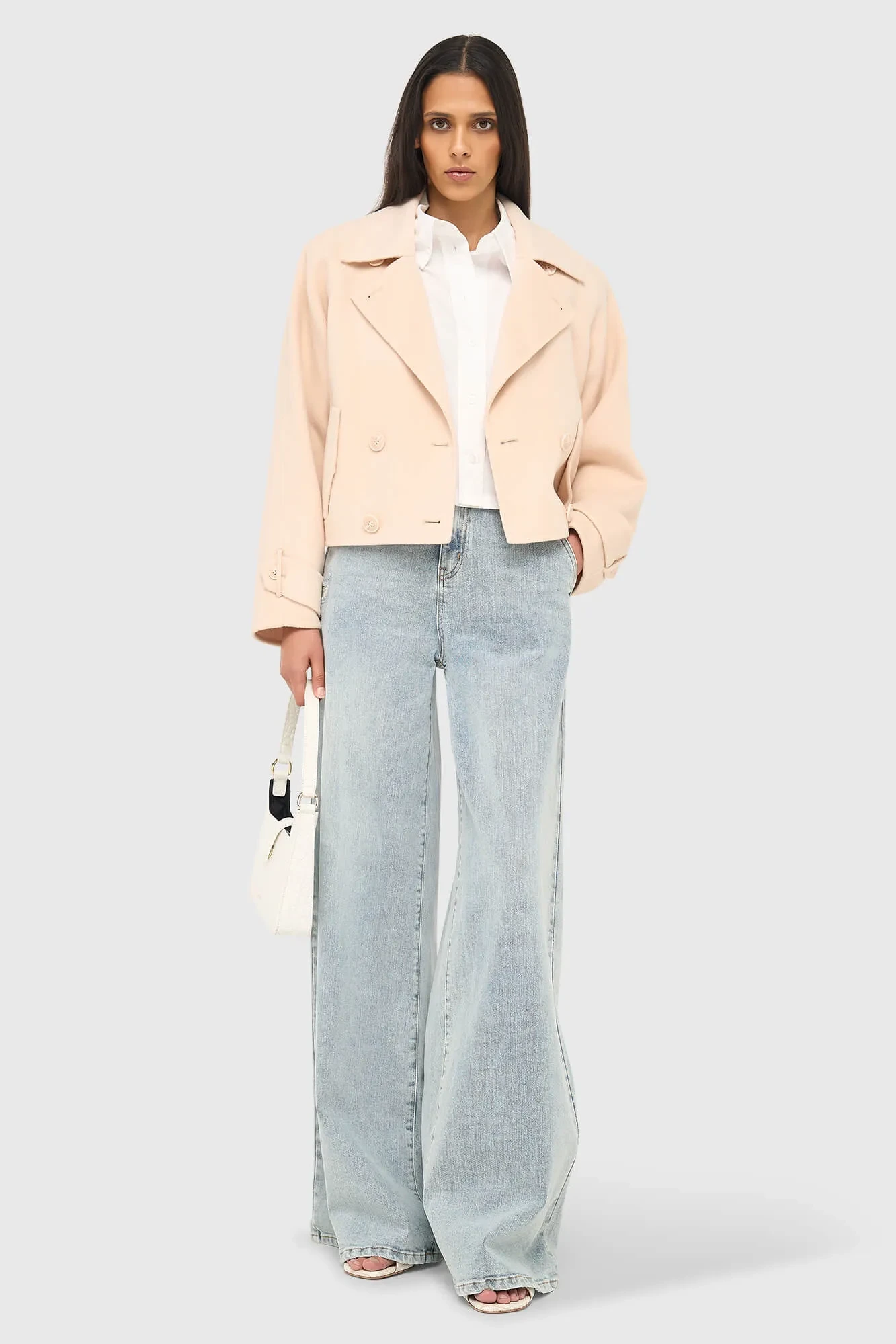 Korte Cashmere Jas Trenchcoat Double Face Peach Floyd