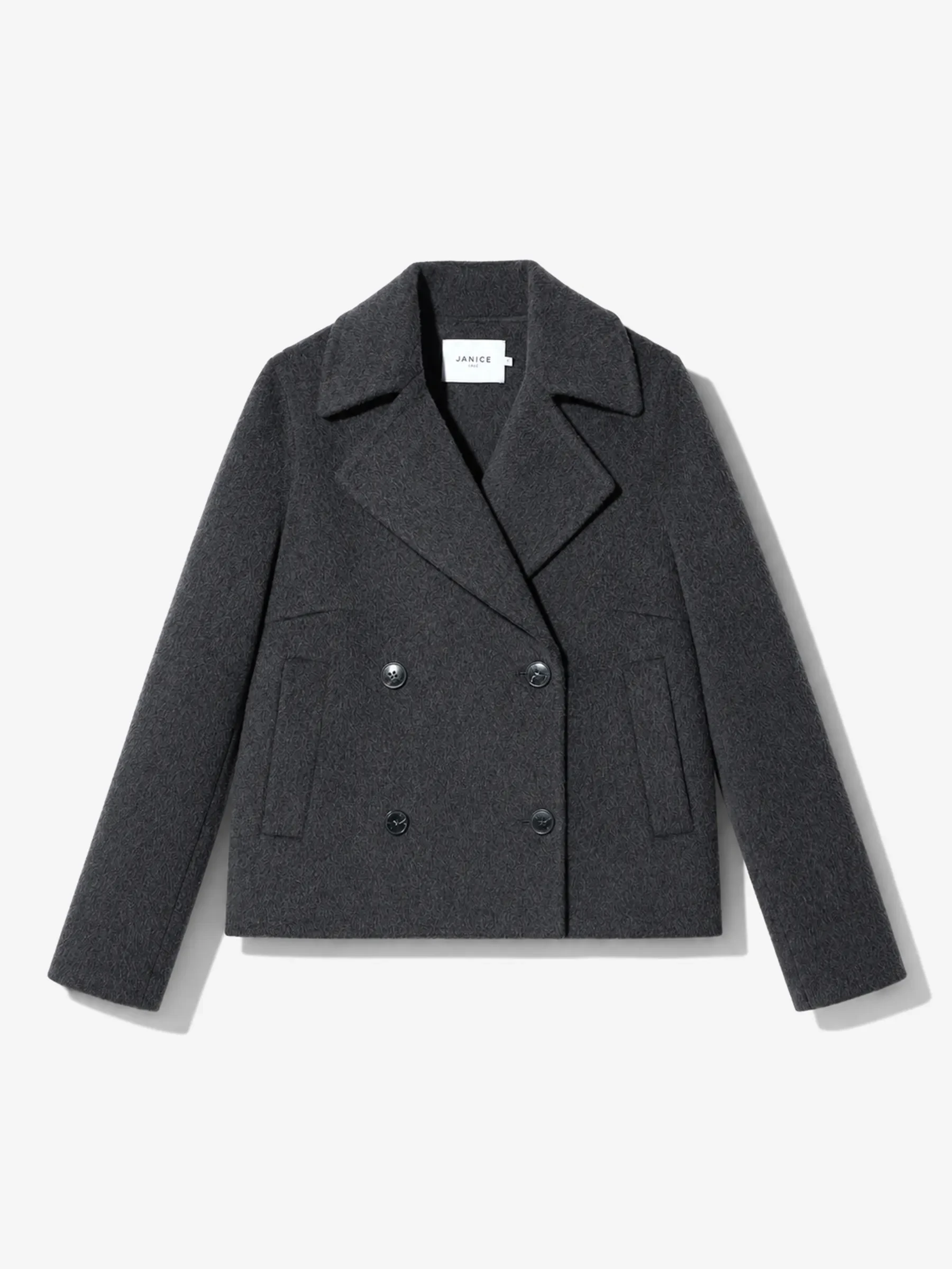 Korte Trench Dames Jas Yak Wol Jean Grijs
