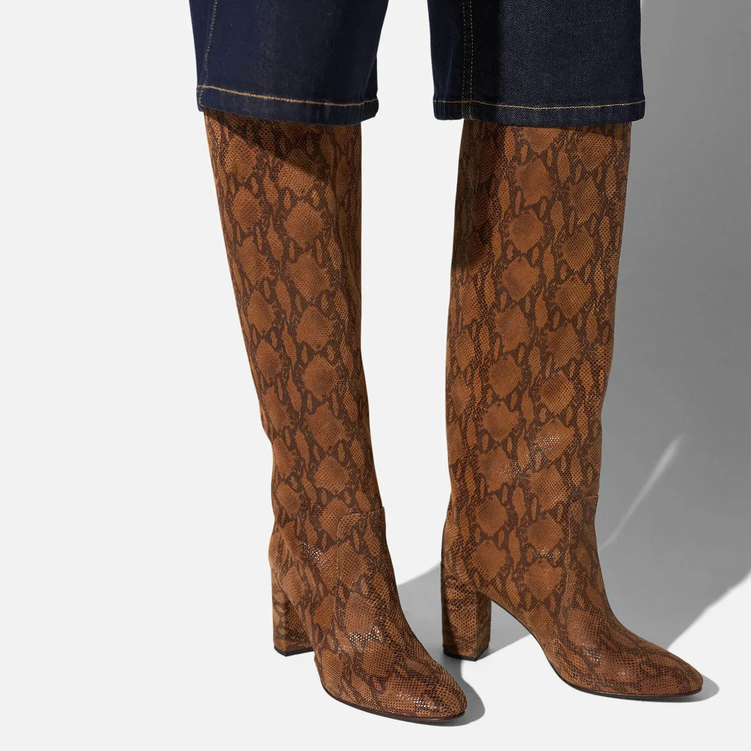 Laars Dames Hoog Leer Roman Slangenprint