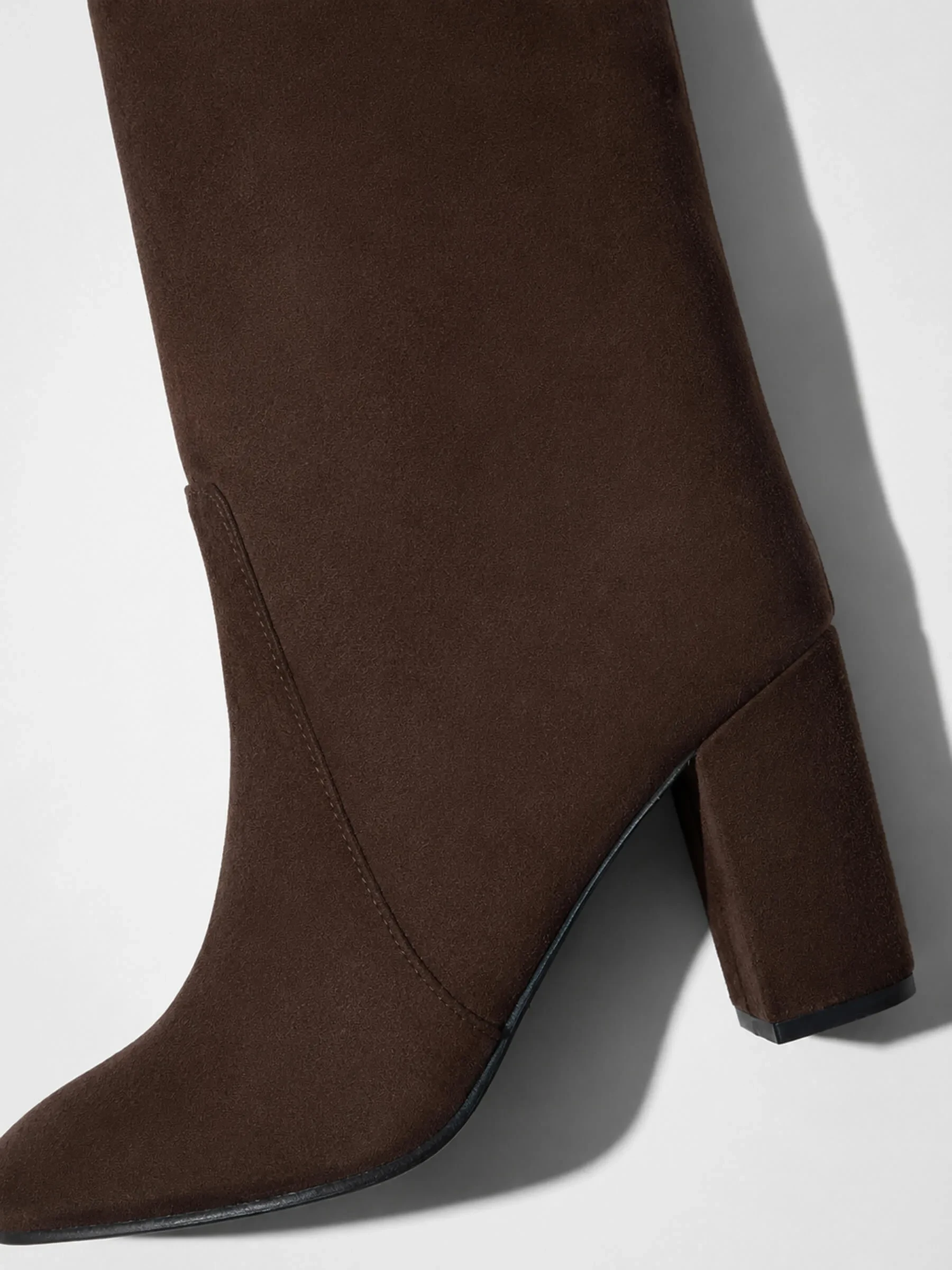 Laars Dames Hoog Leer Roman Suede Donker Bruin