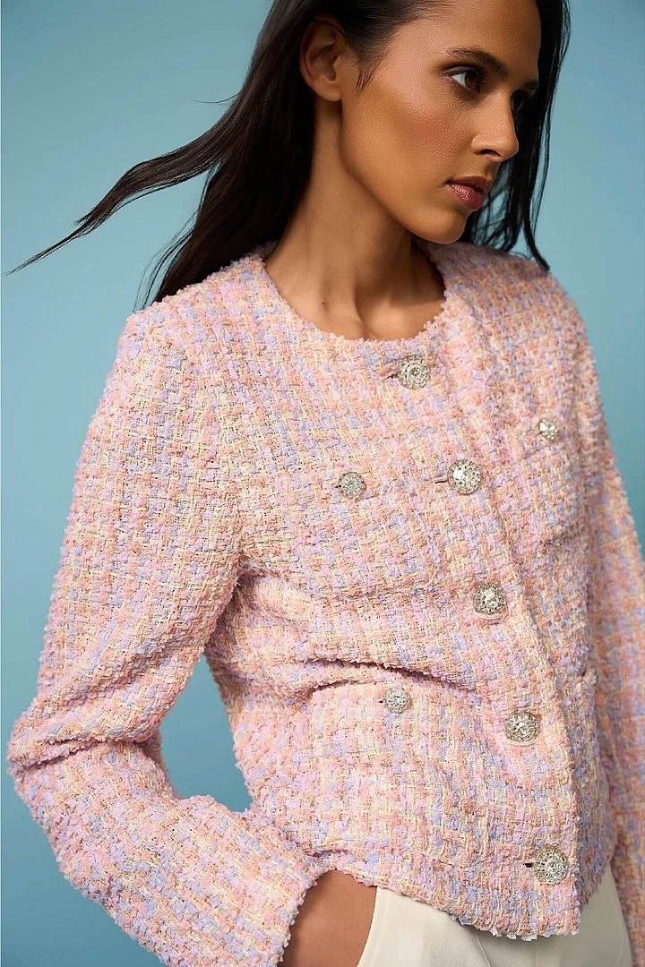 Dames Blazer Jasje Tweed Laurent Lila