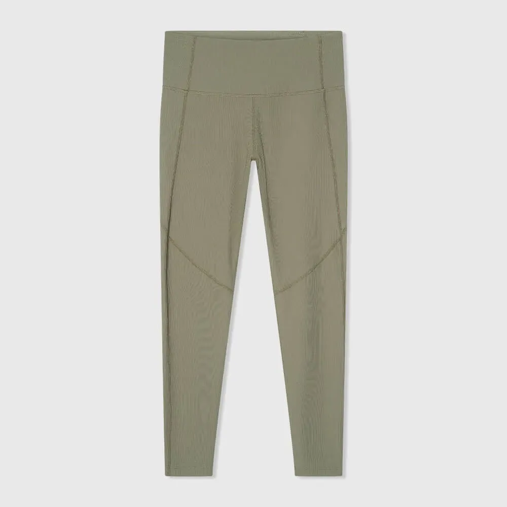 Legging Dames Sport Active Wear Ye Groen Rib