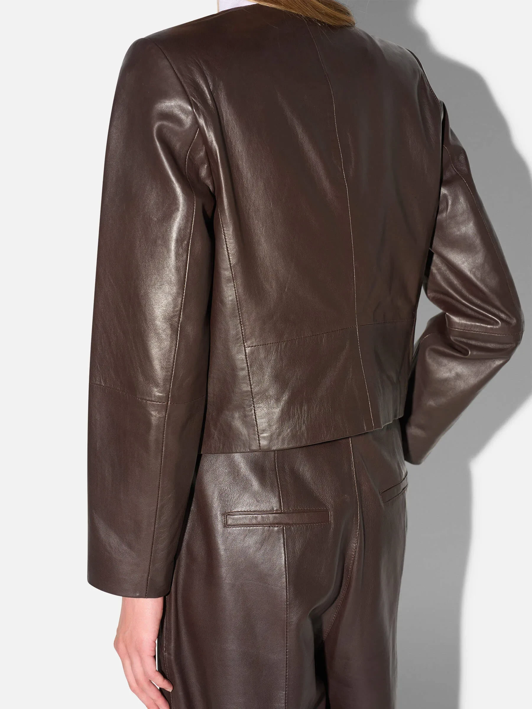 Leren Blazer Jack Gouden Drukknopen Laurent Bruin