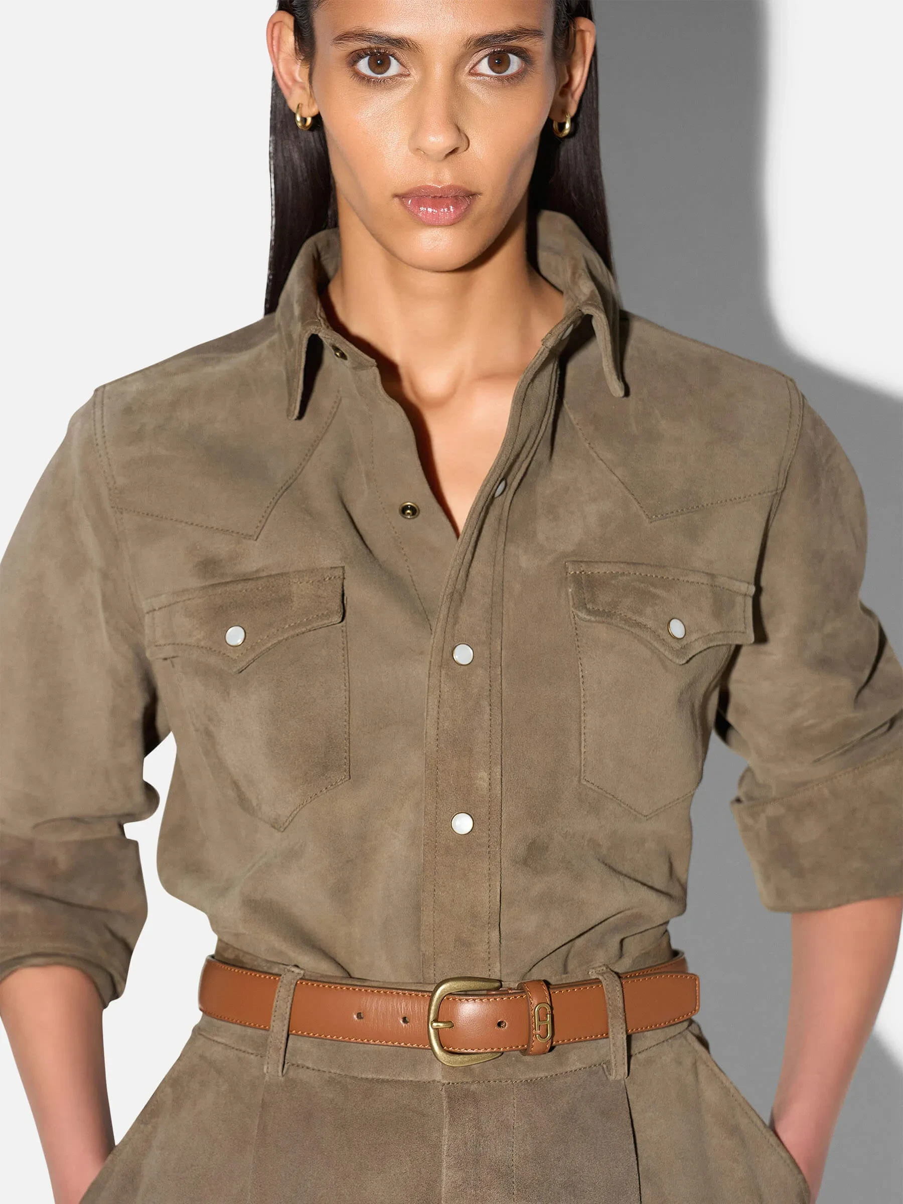 Leren Blouse Dames Levi Suede Groen