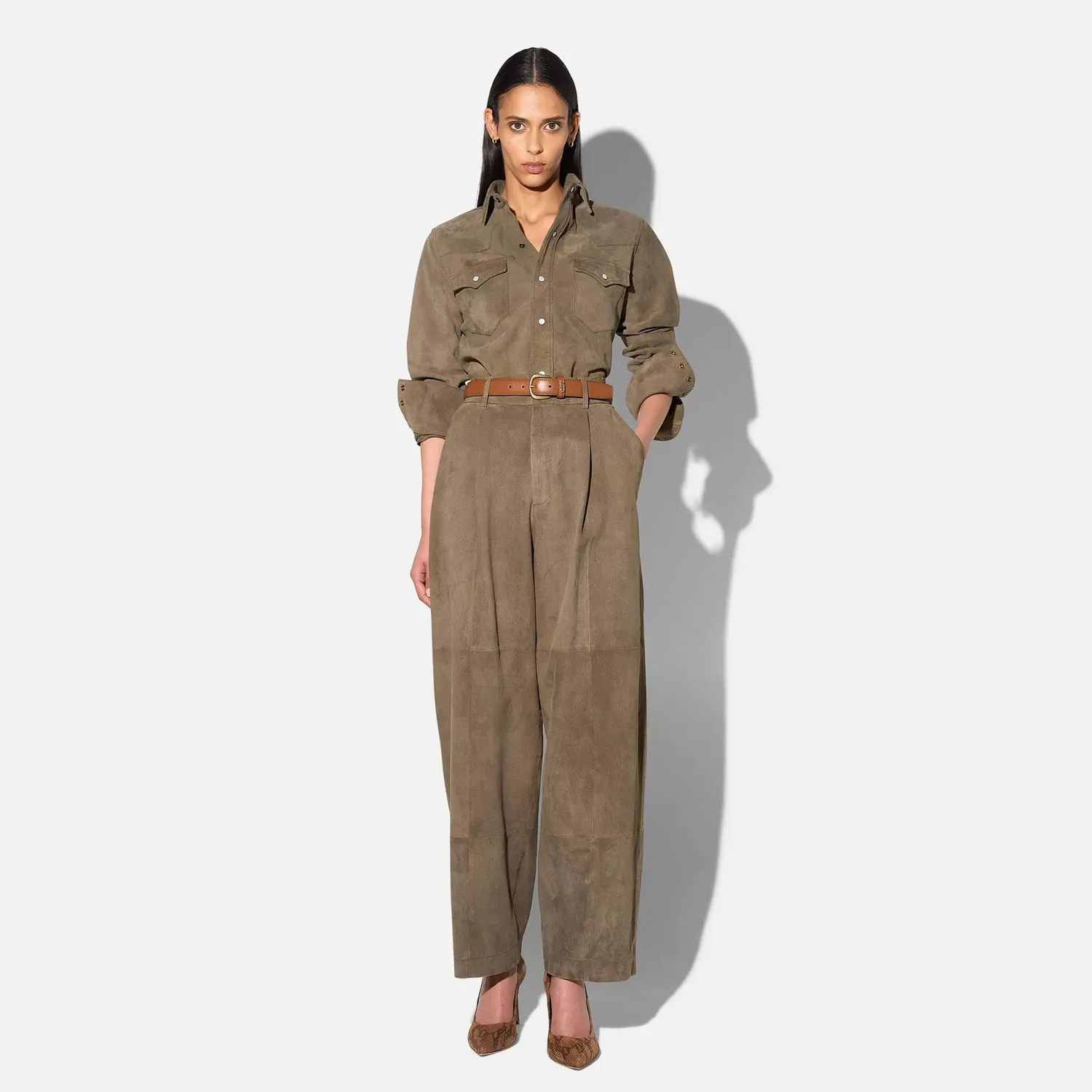Leren Blouse Dames Levi Suede Groen