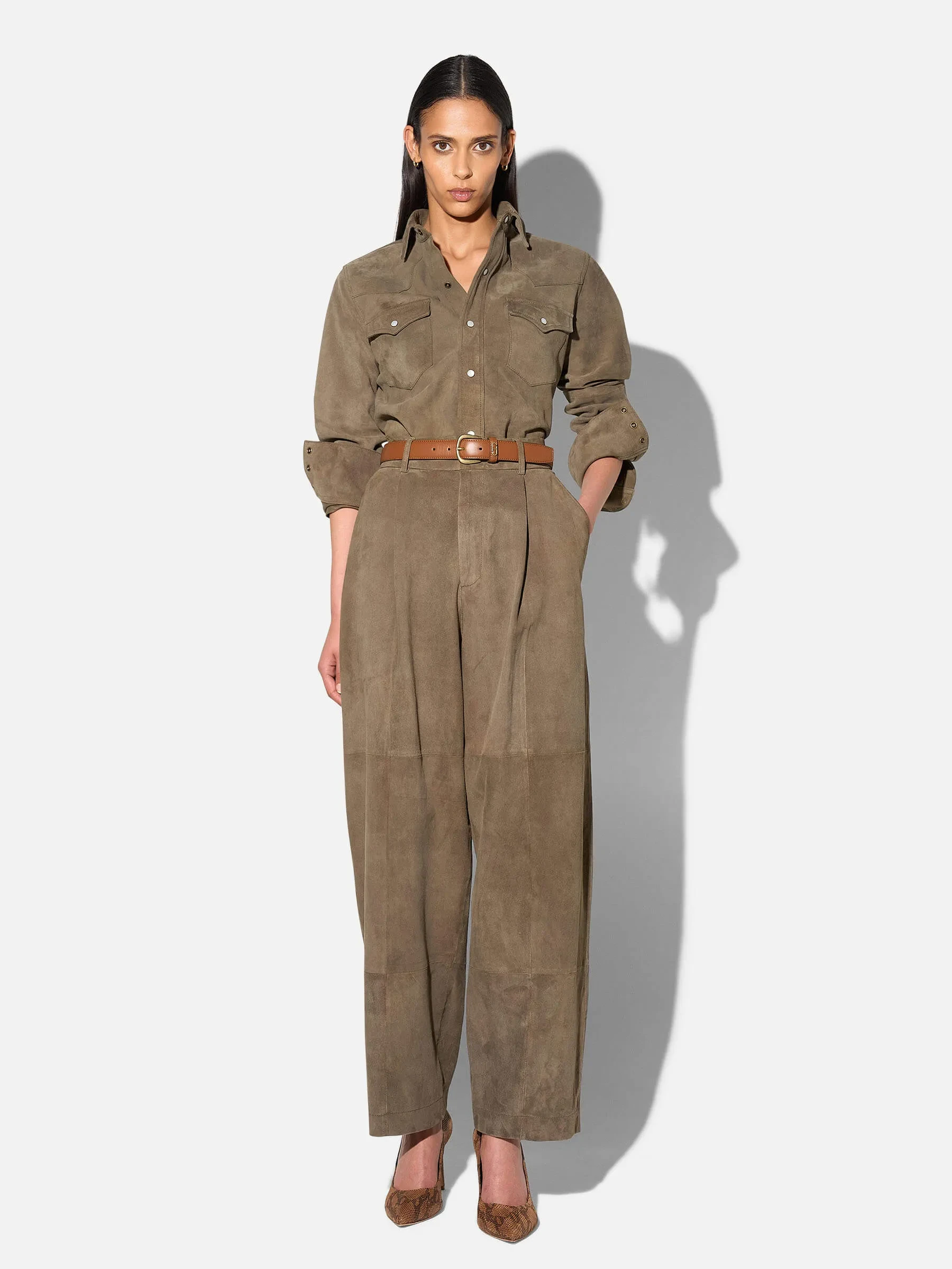 Leren Blouse Dames Levi Suede Groen