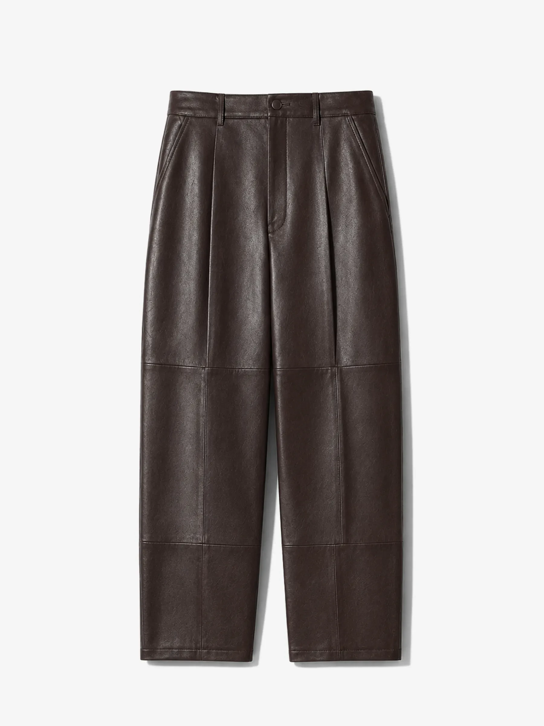 Leren Dames Broek Steekzakken Barrel Balti Bruin