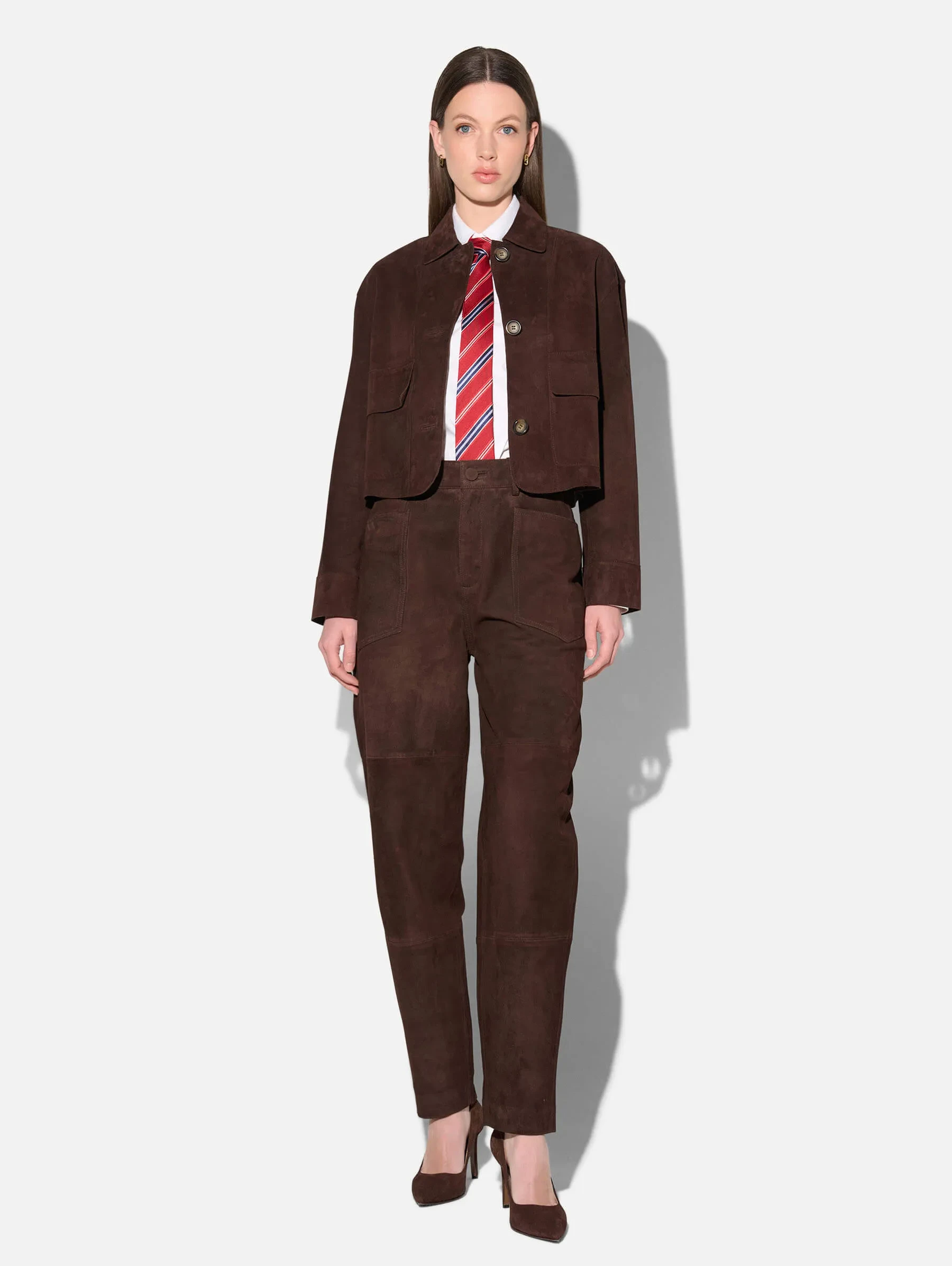 Leren Dames Jack Knopen William Suede Bruin