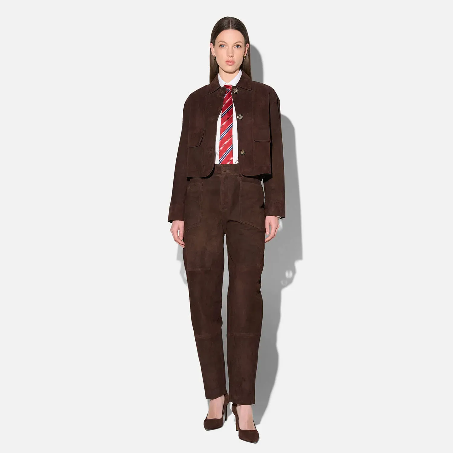 Leren Dames Jack Knopen William Suede Bruin