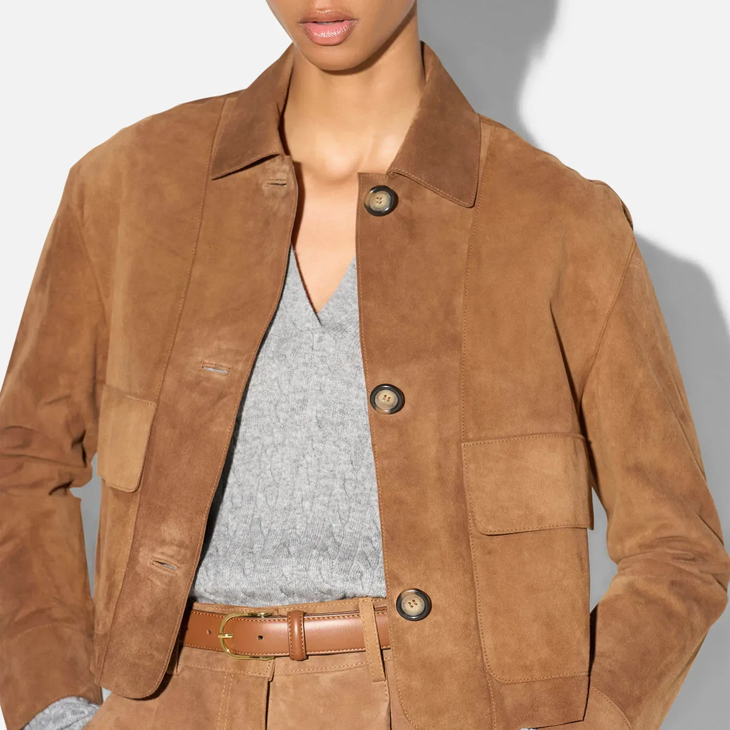 Leren Dames Jack Knopen William Suede Cognac