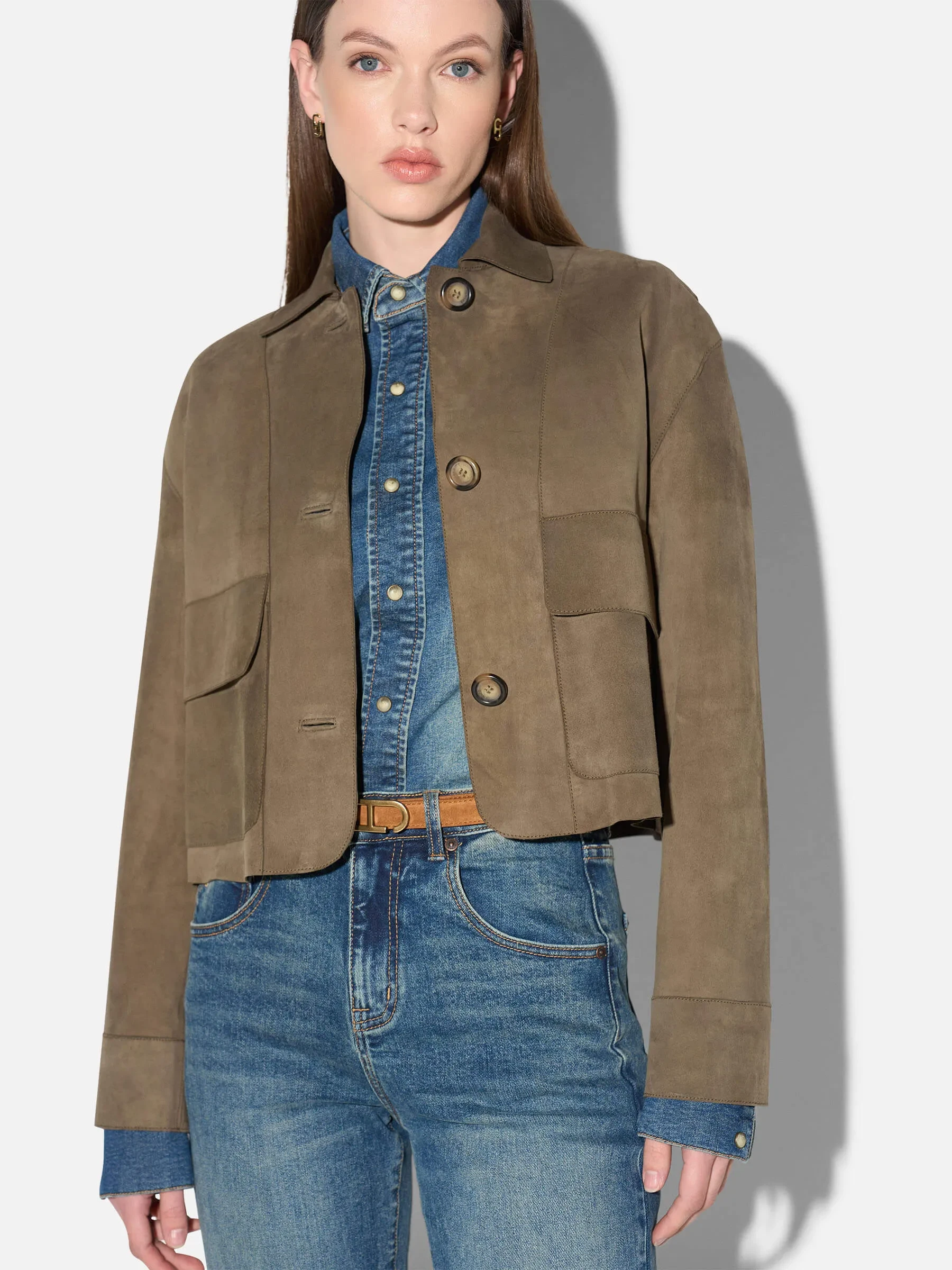 Leren Dames Jack Knopen William Suede Groen