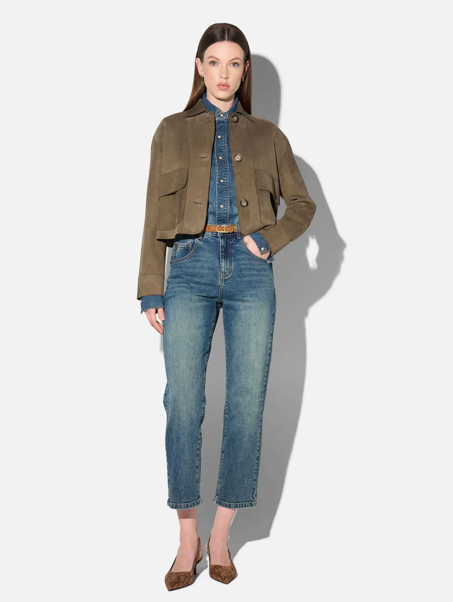 Leren Dames Jack Knopen William Suede Groen