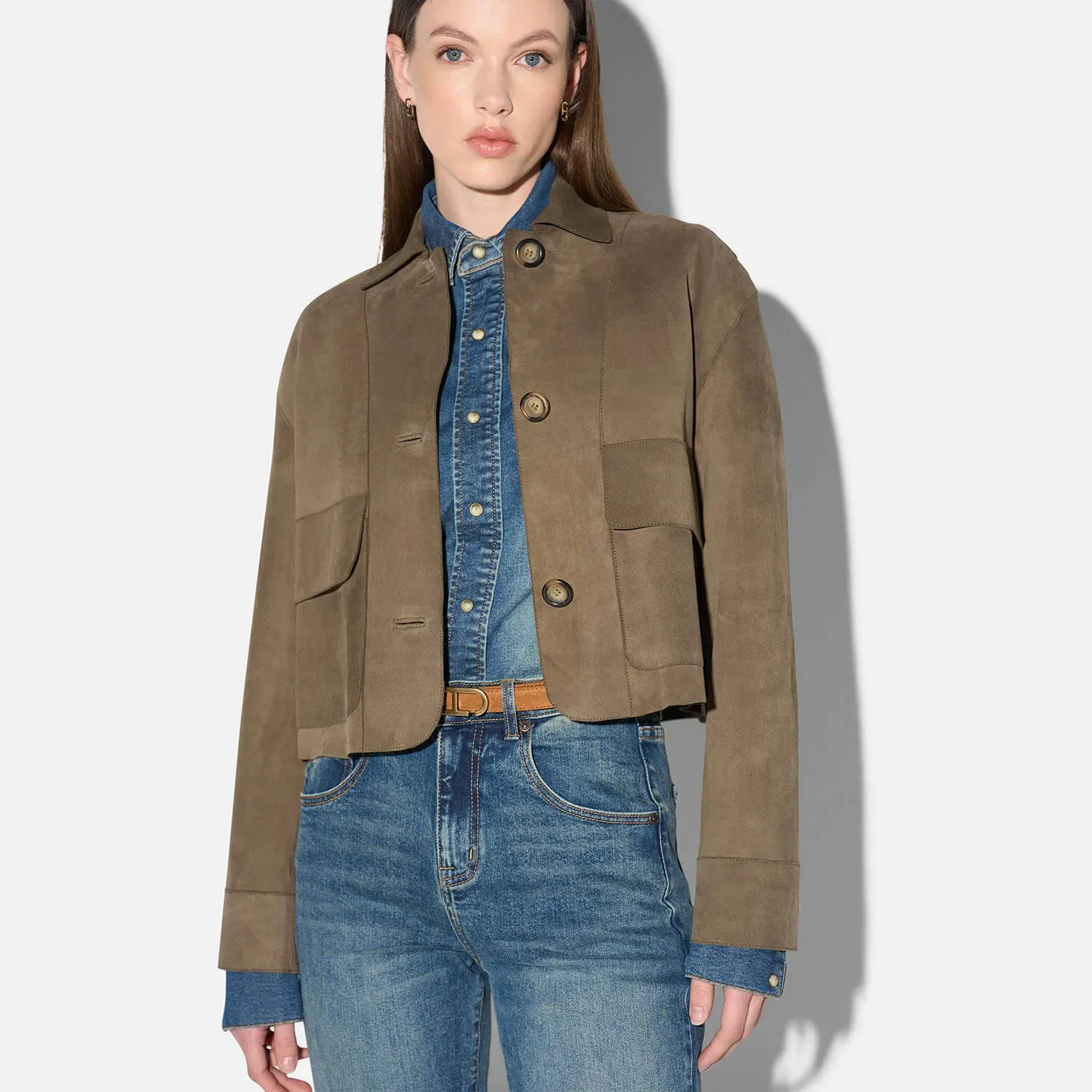 Leren Dames Jack Knopen William Suede Groen
