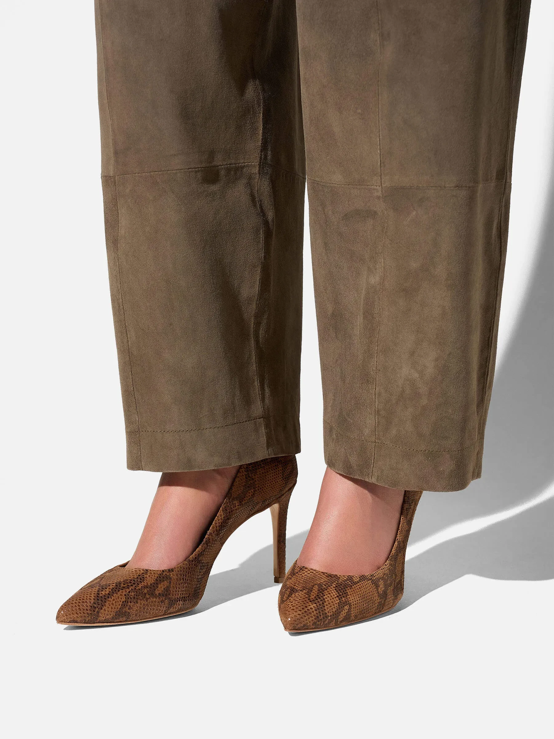 Leren Dames Pumps Dean Slangenprint Bruin
