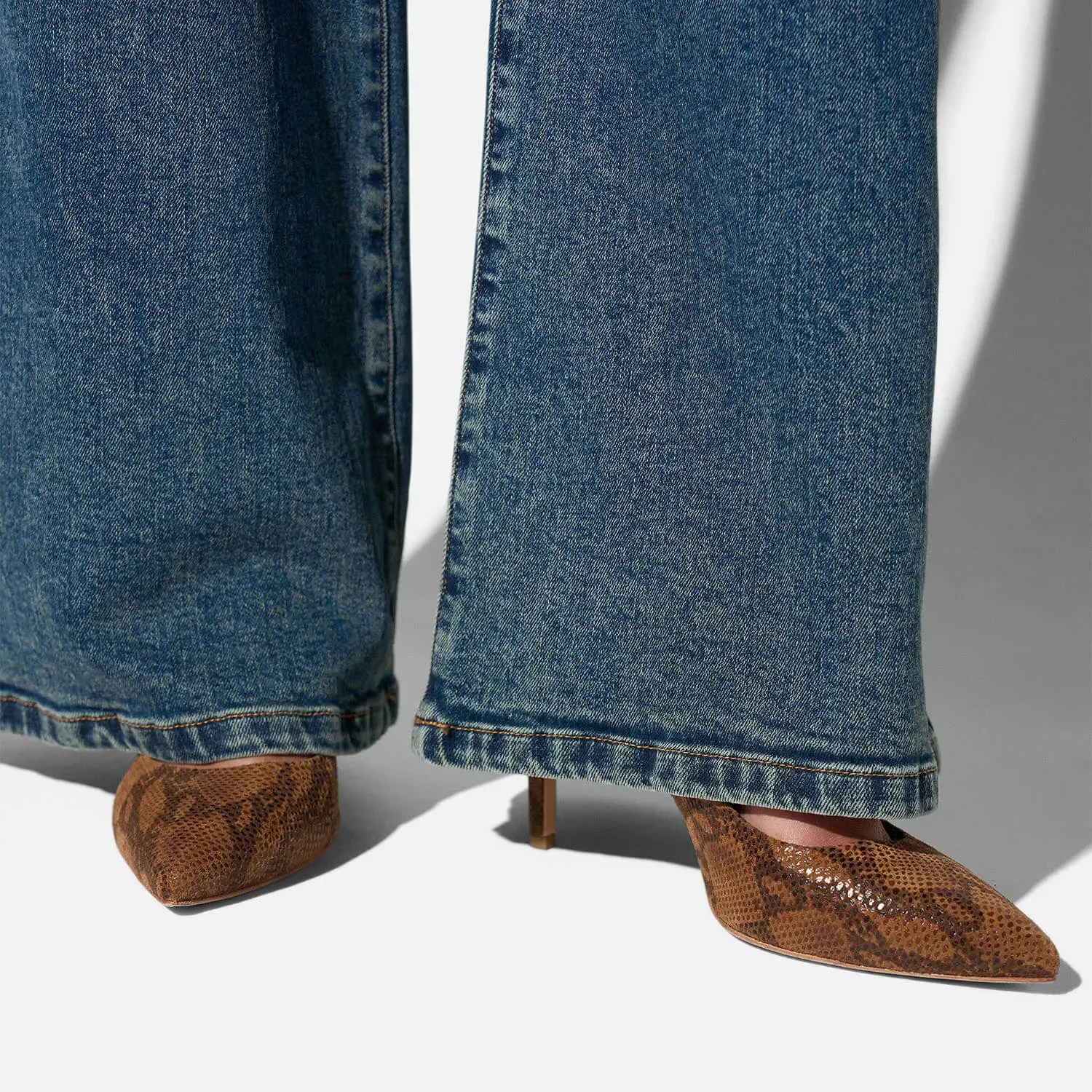 Leren Dames Pumps Dean Slangenprint Bruin