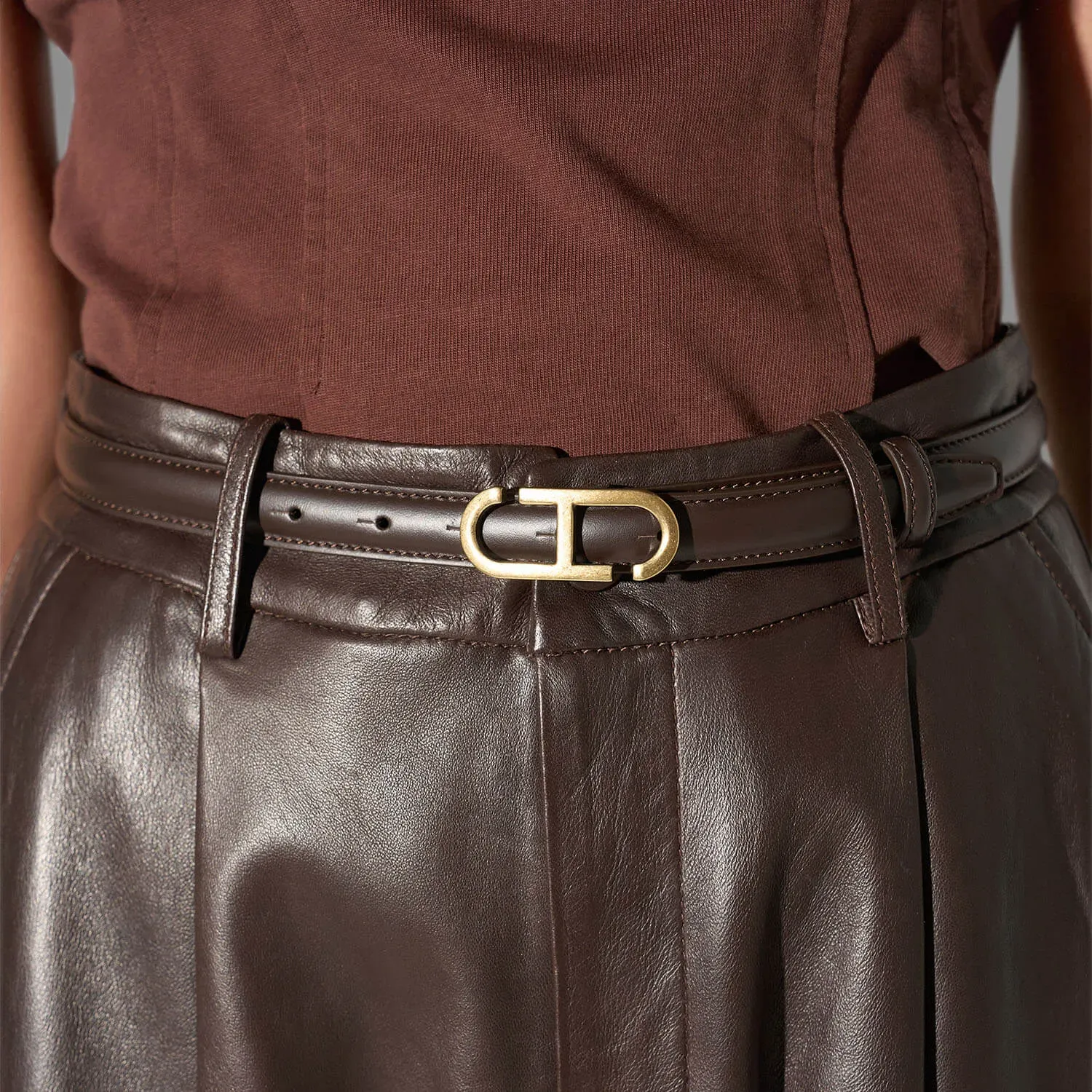 Leren Dames Riem Bruin Trophy Brass