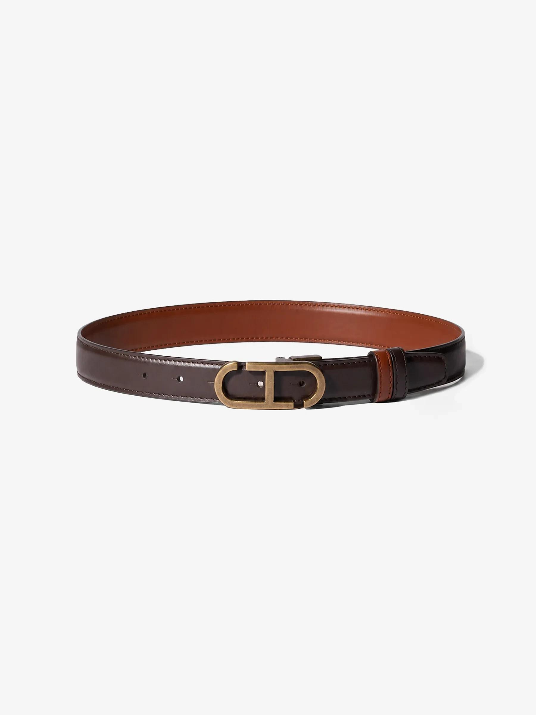 Leren Dames Riem Reversible Brass Trophy Tabacco Bruin