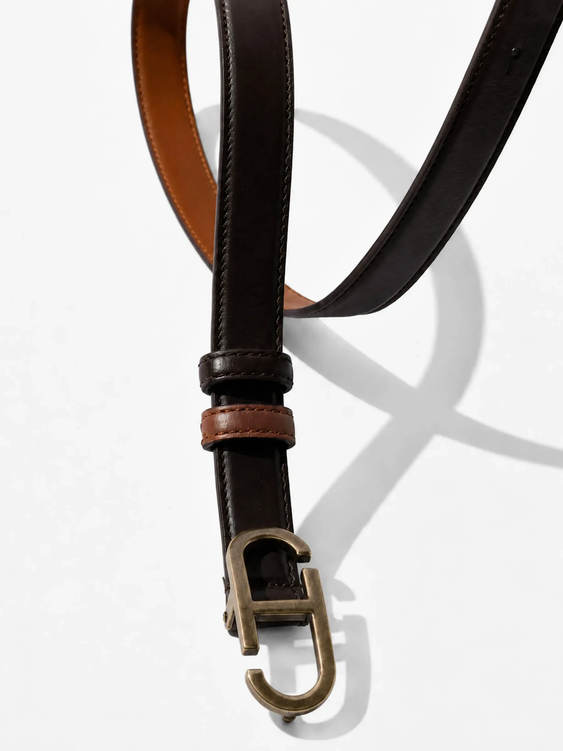 Leren Dames Riem Reversible Brass Trophy Tabacco Bruin