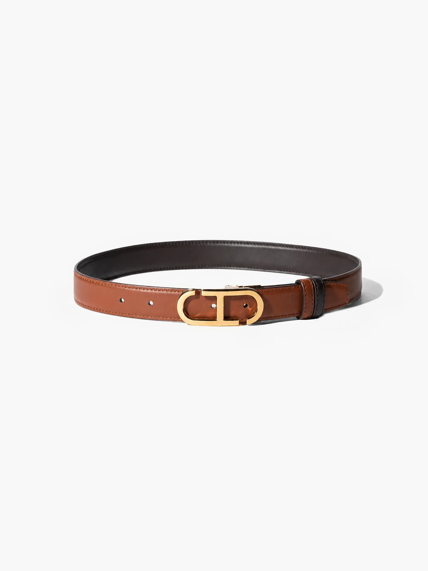 Leren Dames Riem Reversible Goud Trophy Tabacco Bruin