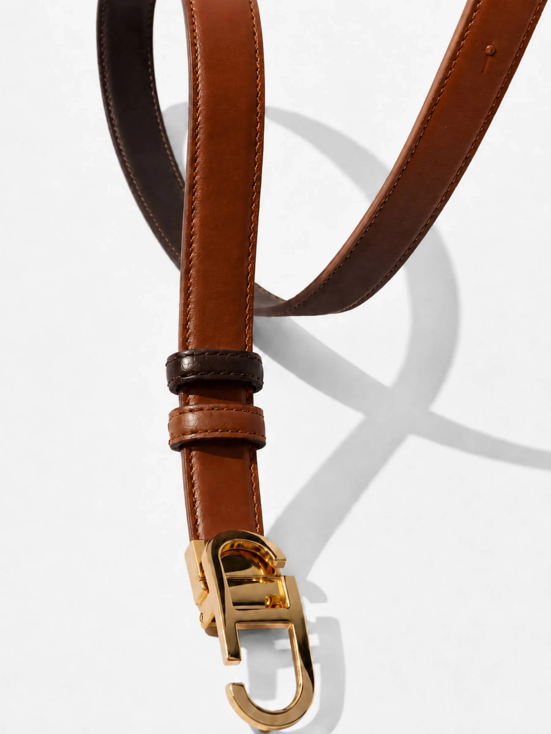 Leren Dames Riem Reversible Goud Trophy Tabacco Bruin