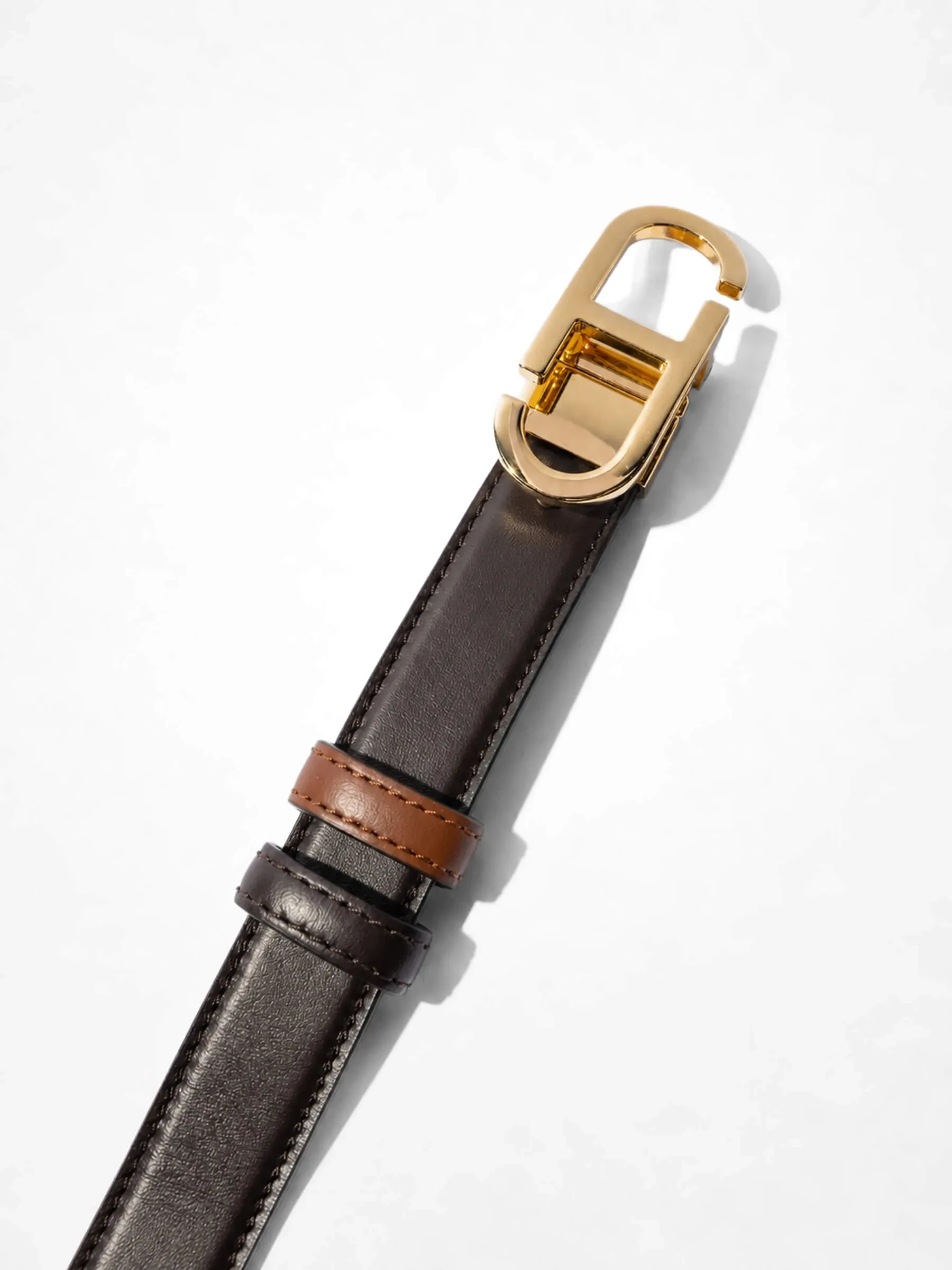 Leren Dames Riem Reversible Goud Trophy Tabacco Bruin