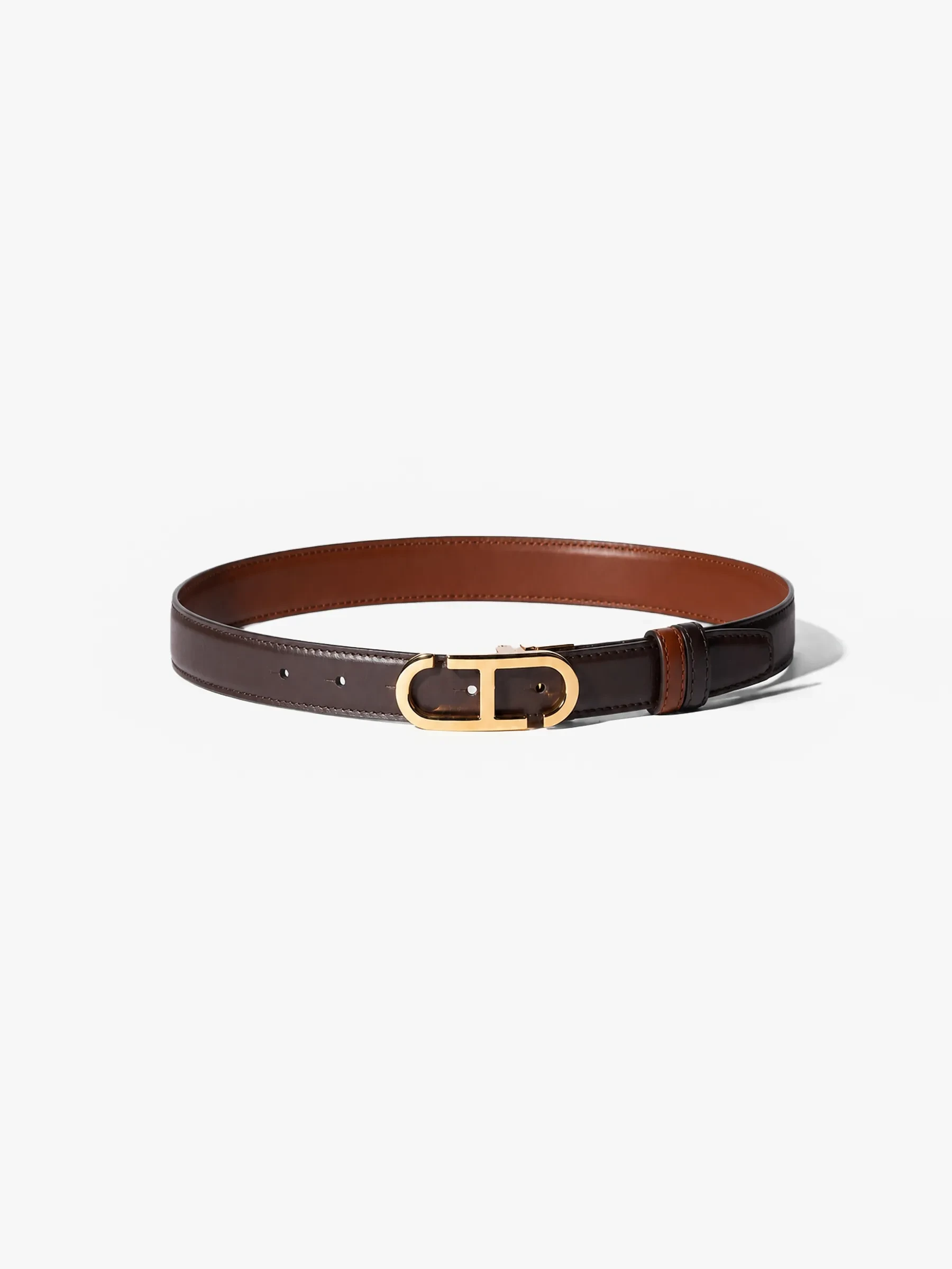 Leren Dames Riem Reversible Goud Trophy Tabacco Bruin