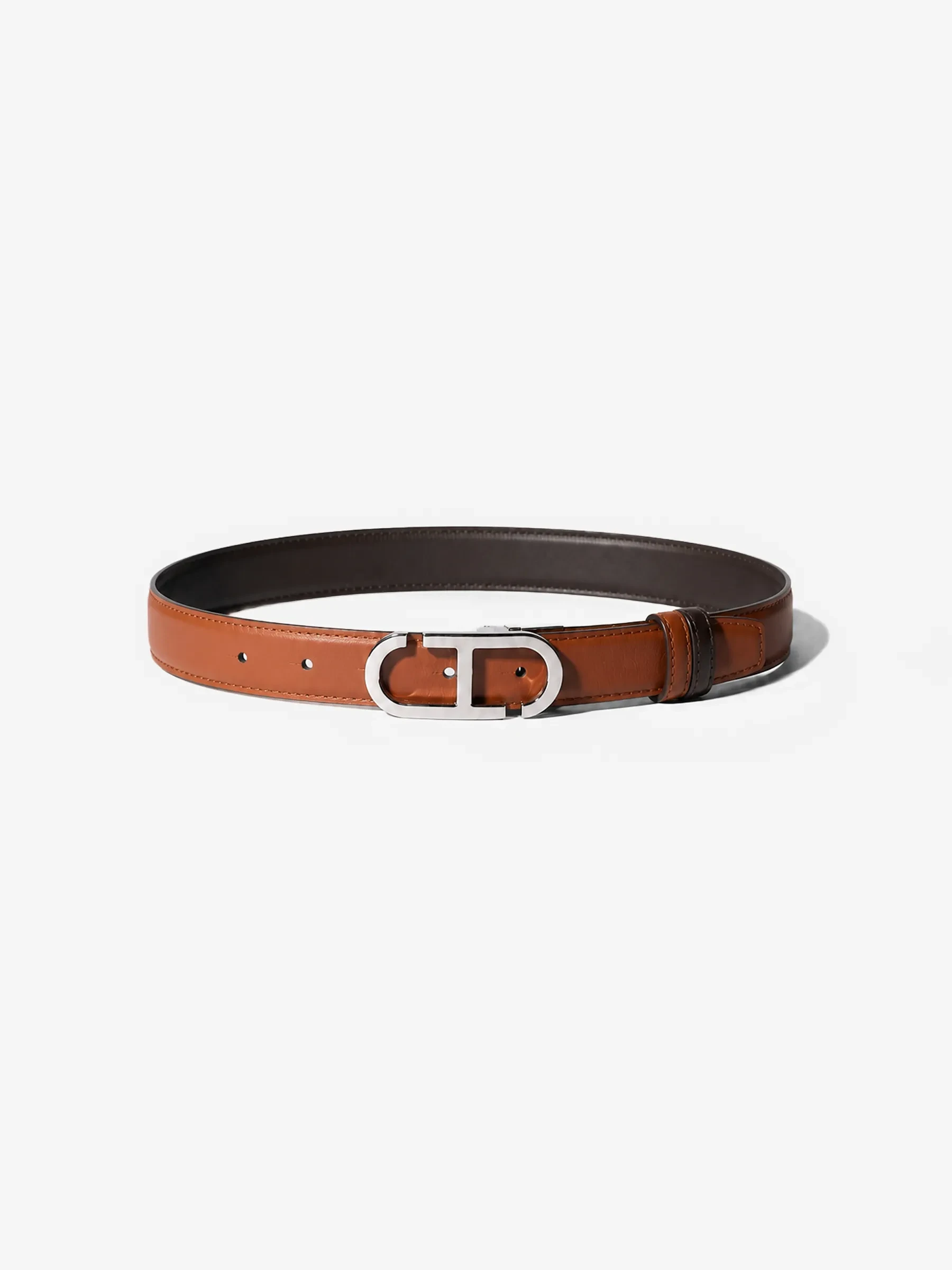 Leren Dames Riem Reversible Zilver Trophy Tabacco Bruin