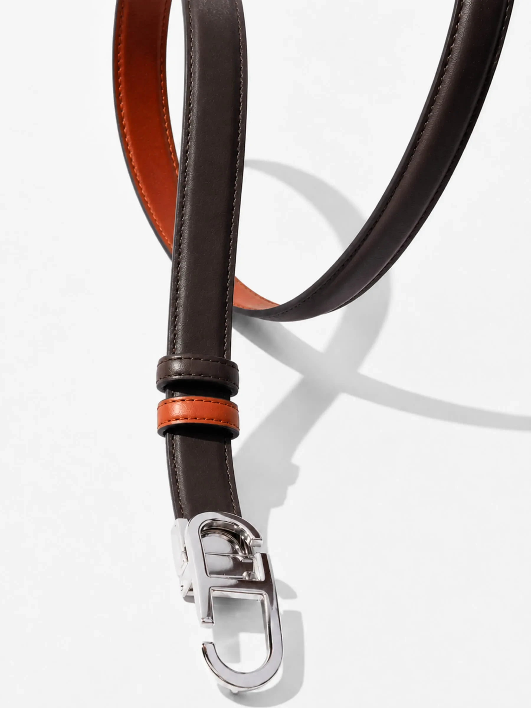 Leren Dames Riem Reversible Zilver Trophy Tabacco Bruin