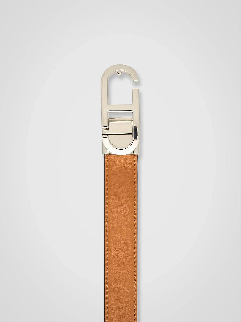 Leren Dames Riem Reversible Zwart Camel Zilver Trophy Buckle